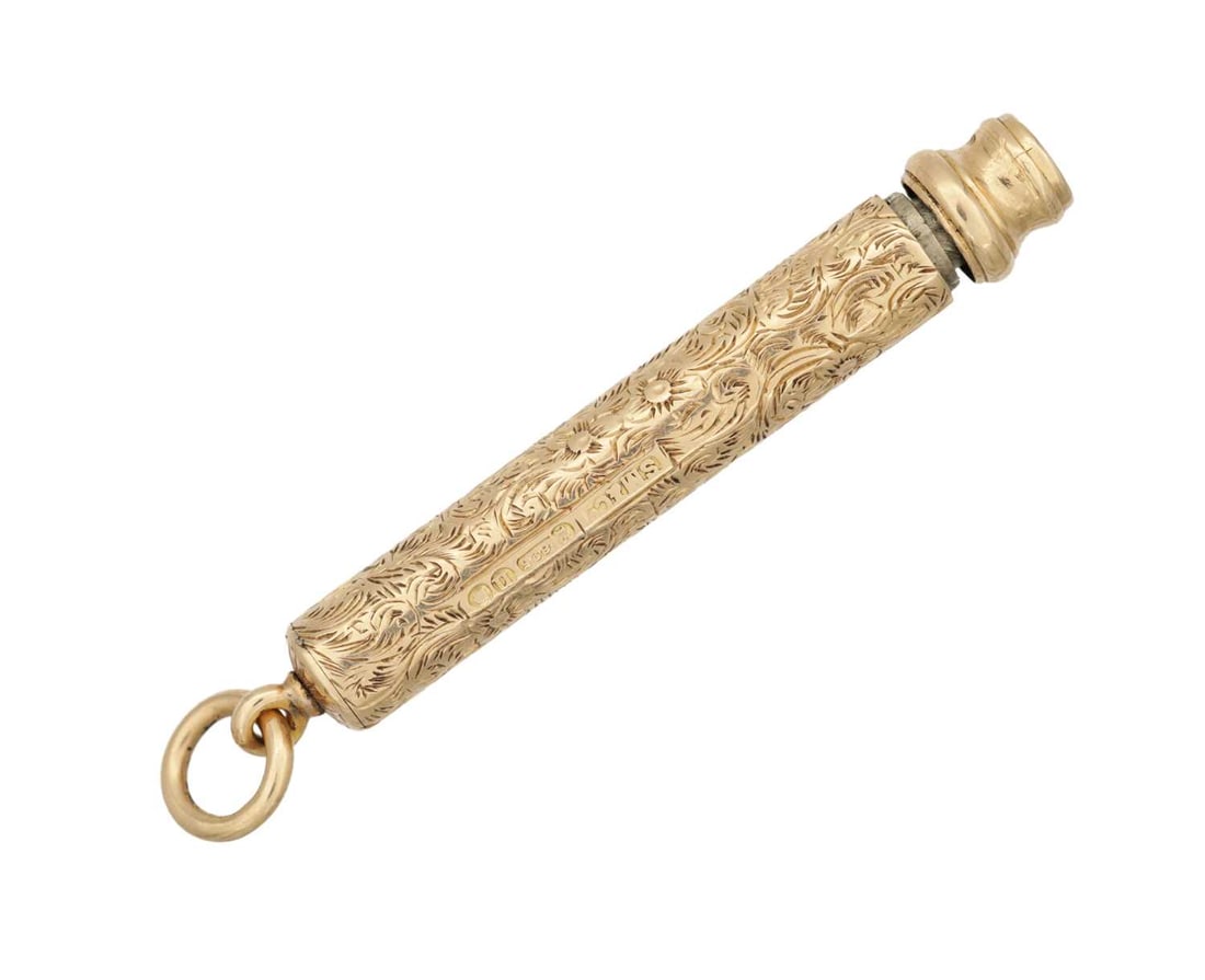 AN EARLY 20TH CENTURY ENGLISH 15CT GOLD PENCIL - 2
