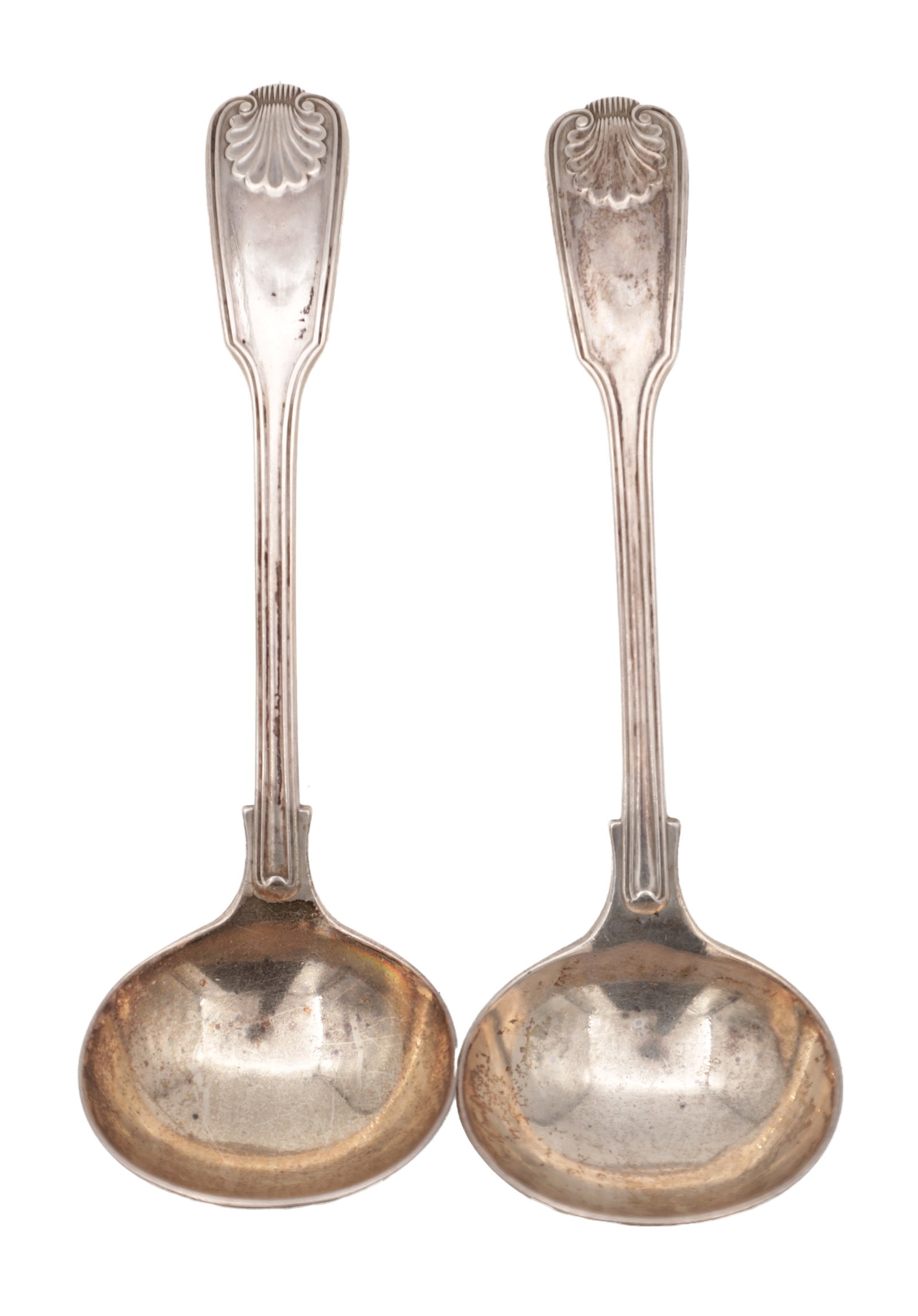 A PAIR OF VICTORIAN ENGLISH SILVER SAUCE LADLES (1 of 4)