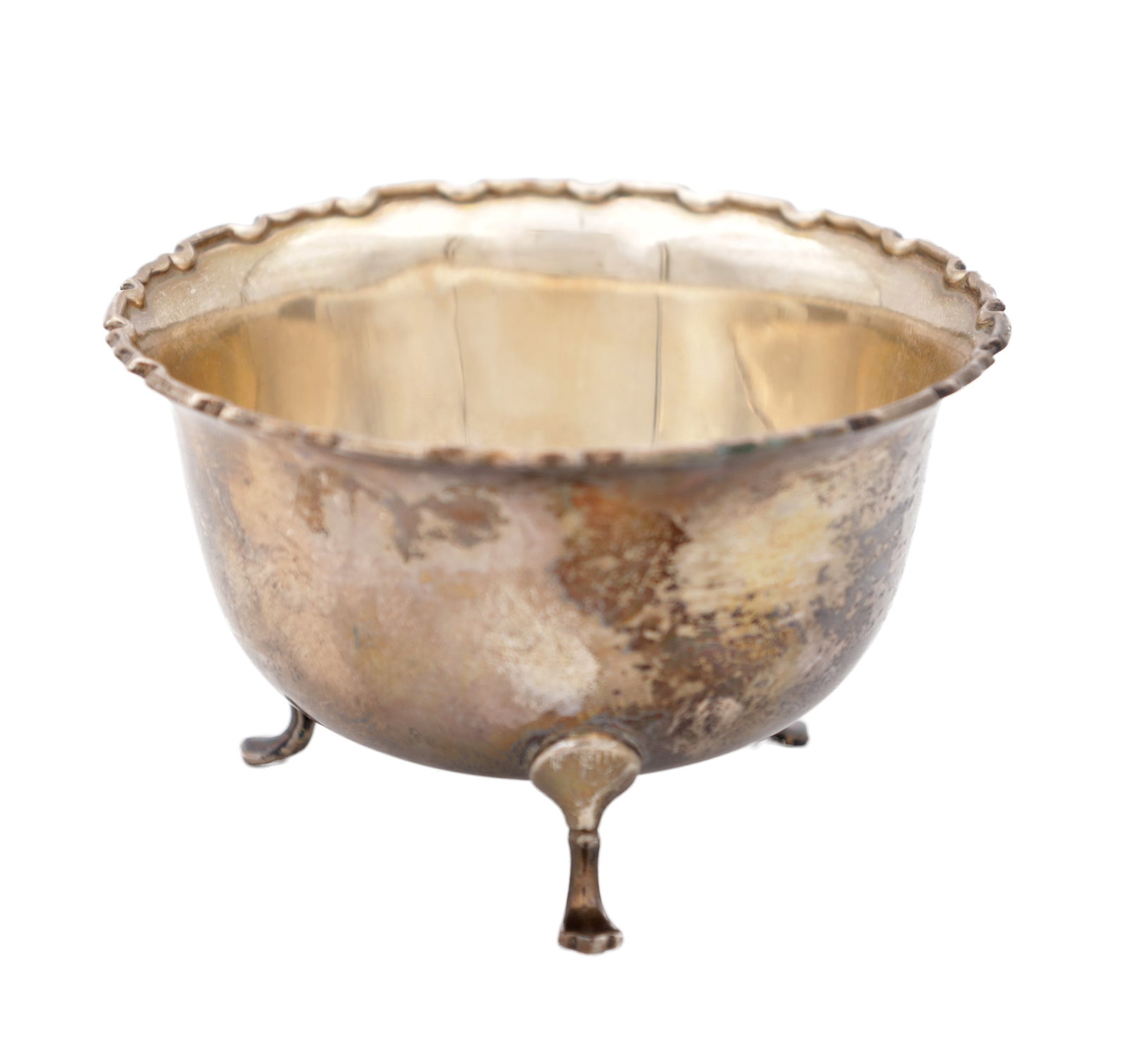 A GEORGE VI ENGLISH SILVER BOWL ON THREE PAD FEET (1 of 4)