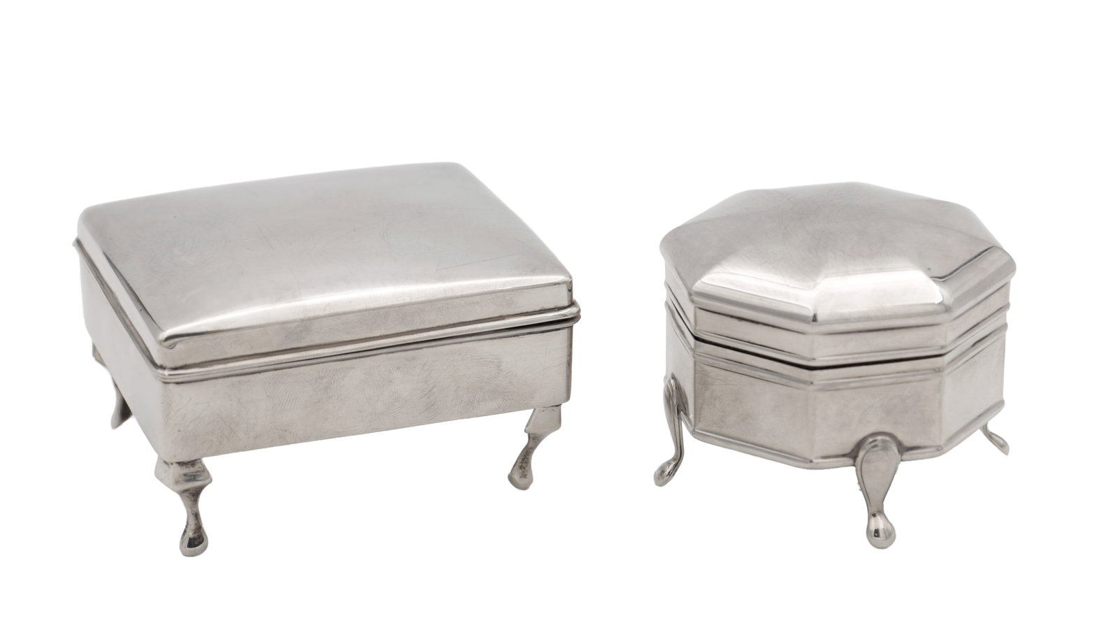 TWO SILVER TRINKET BOXES (1 of 5)