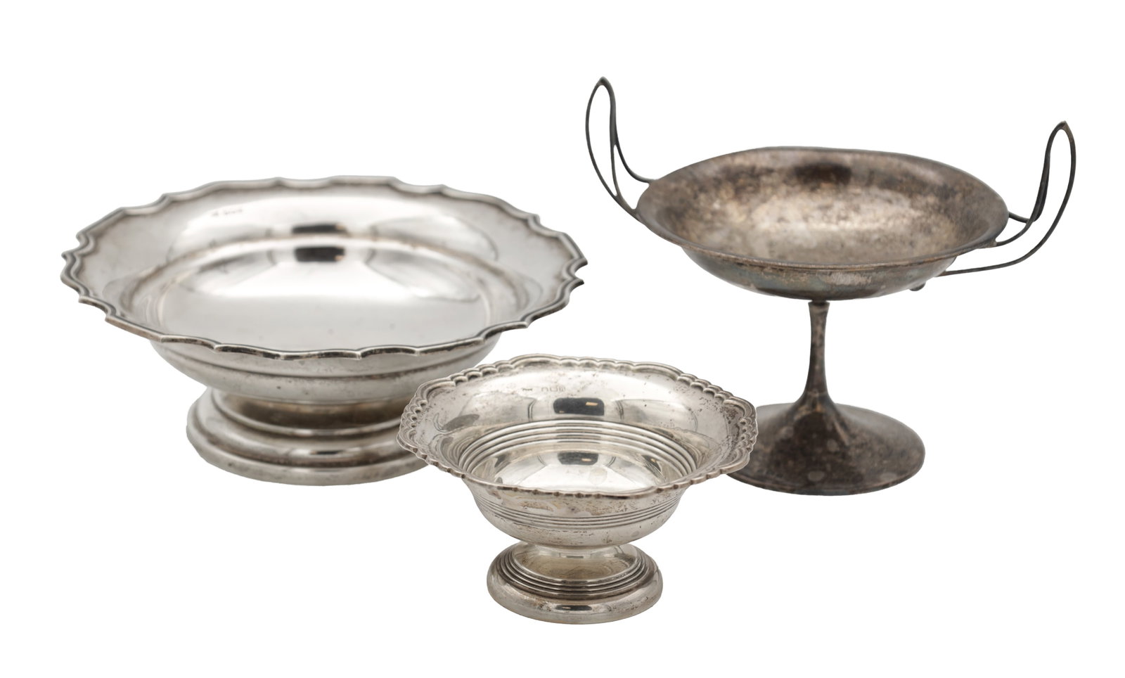 A COLLECTION OF THREE ENGLISH SILVER TAZZAS (1 of 6)