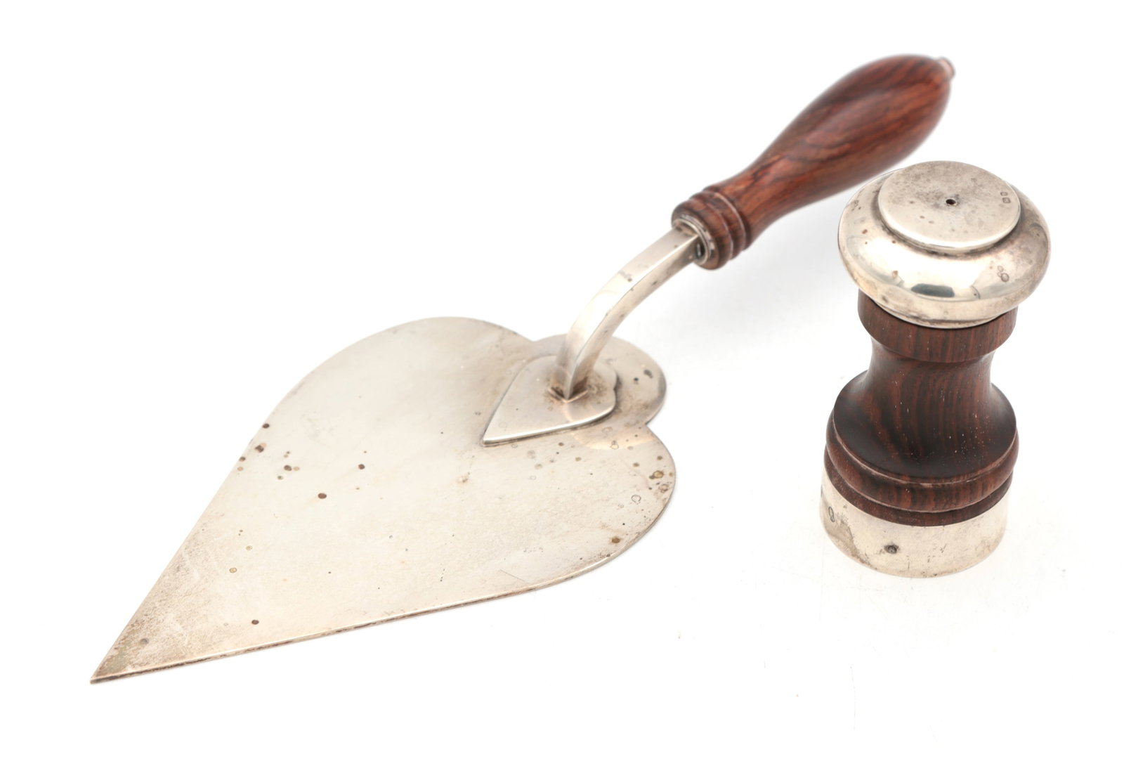 TWO LATE 20TH CENTURY ENGLISH SILVER MOUNTED WOODEN ITEMS (1 of 6)