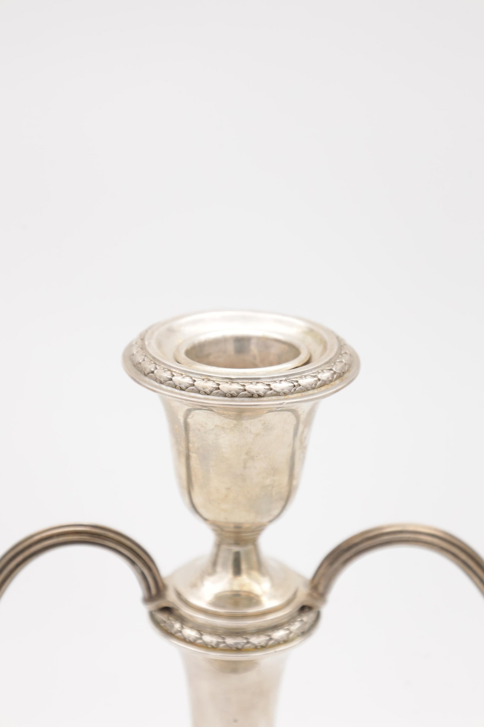 A SILVER THREE BRANCH CANDELABRA - 2