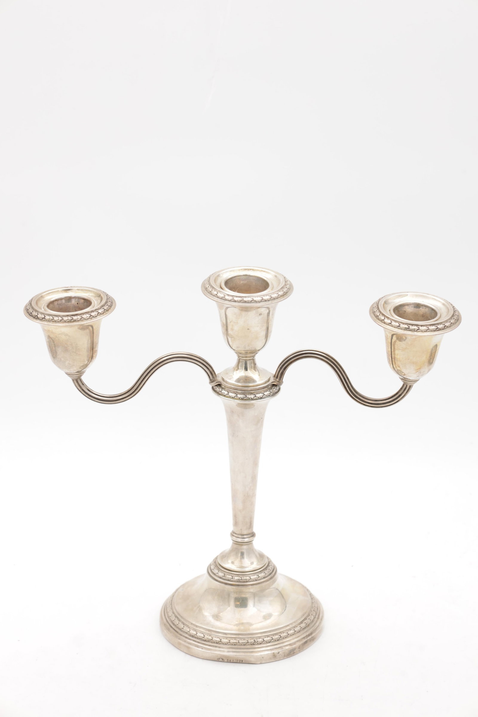 A SILVER THREE BRANCH CANDELABRA - 7