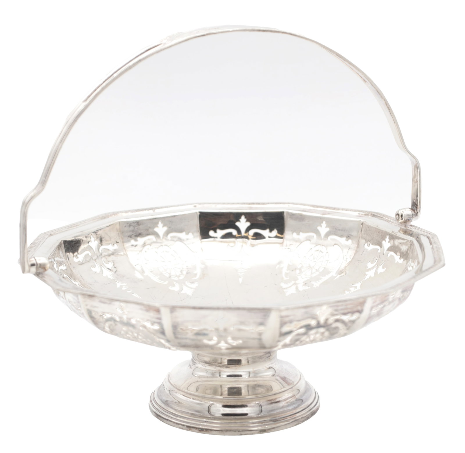 A GEORGE V ENGLISH SILVER SWING-HANDLED BASKET (1 of 6)