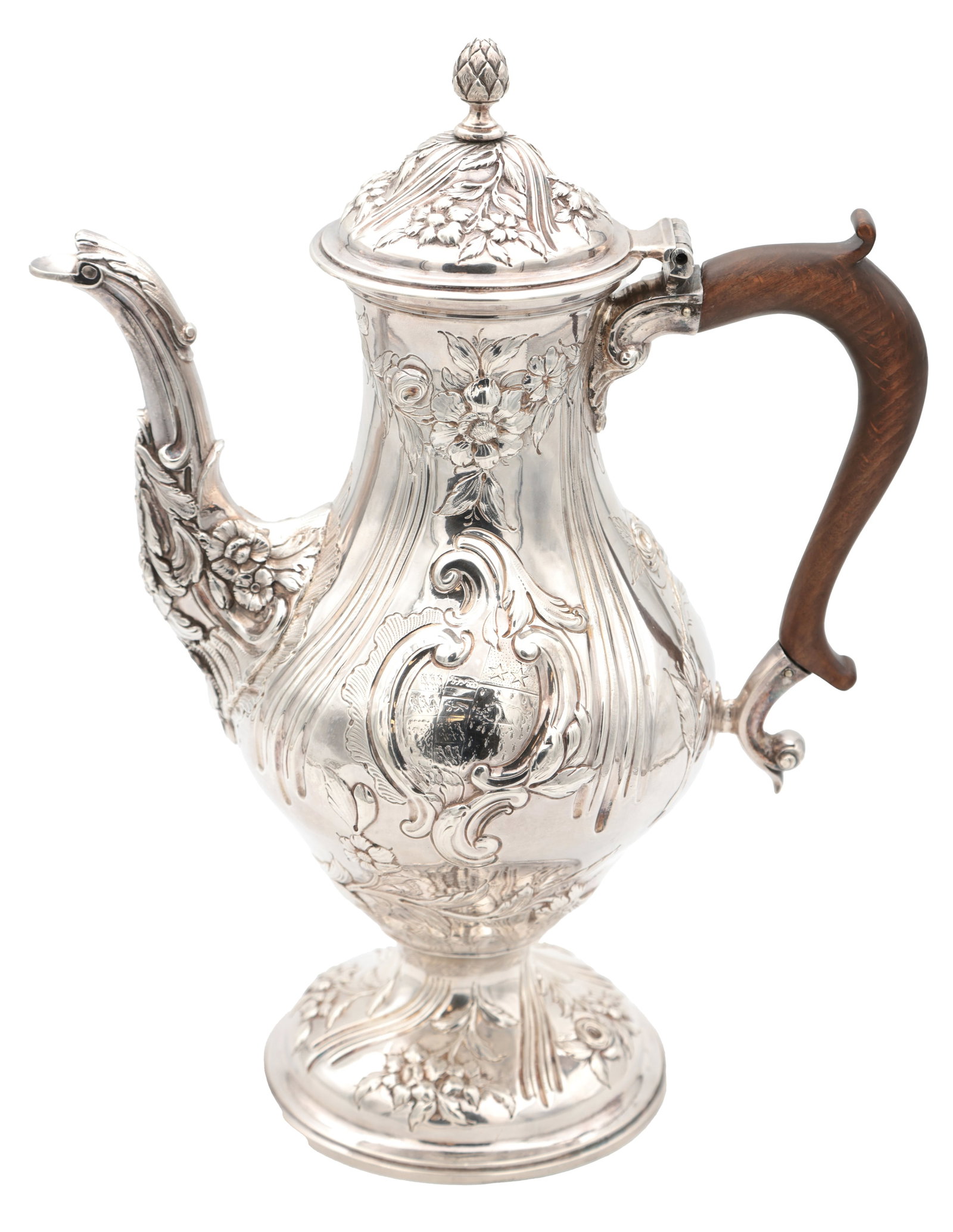 A GEORGE III ENGLISH SILVER COFFEE POT (1 of 9)