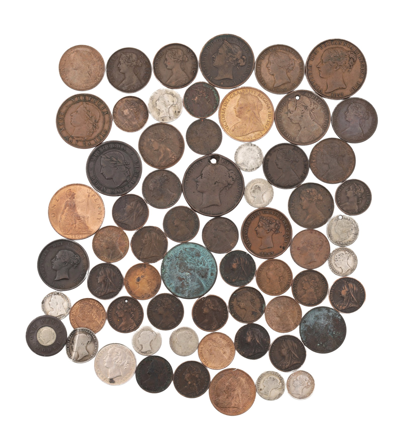 A COLLECTION OF MID 19TH TO EARLY 20TH CENTURY BRITISH AND BRITISH ISLES COINS (1 of 5)