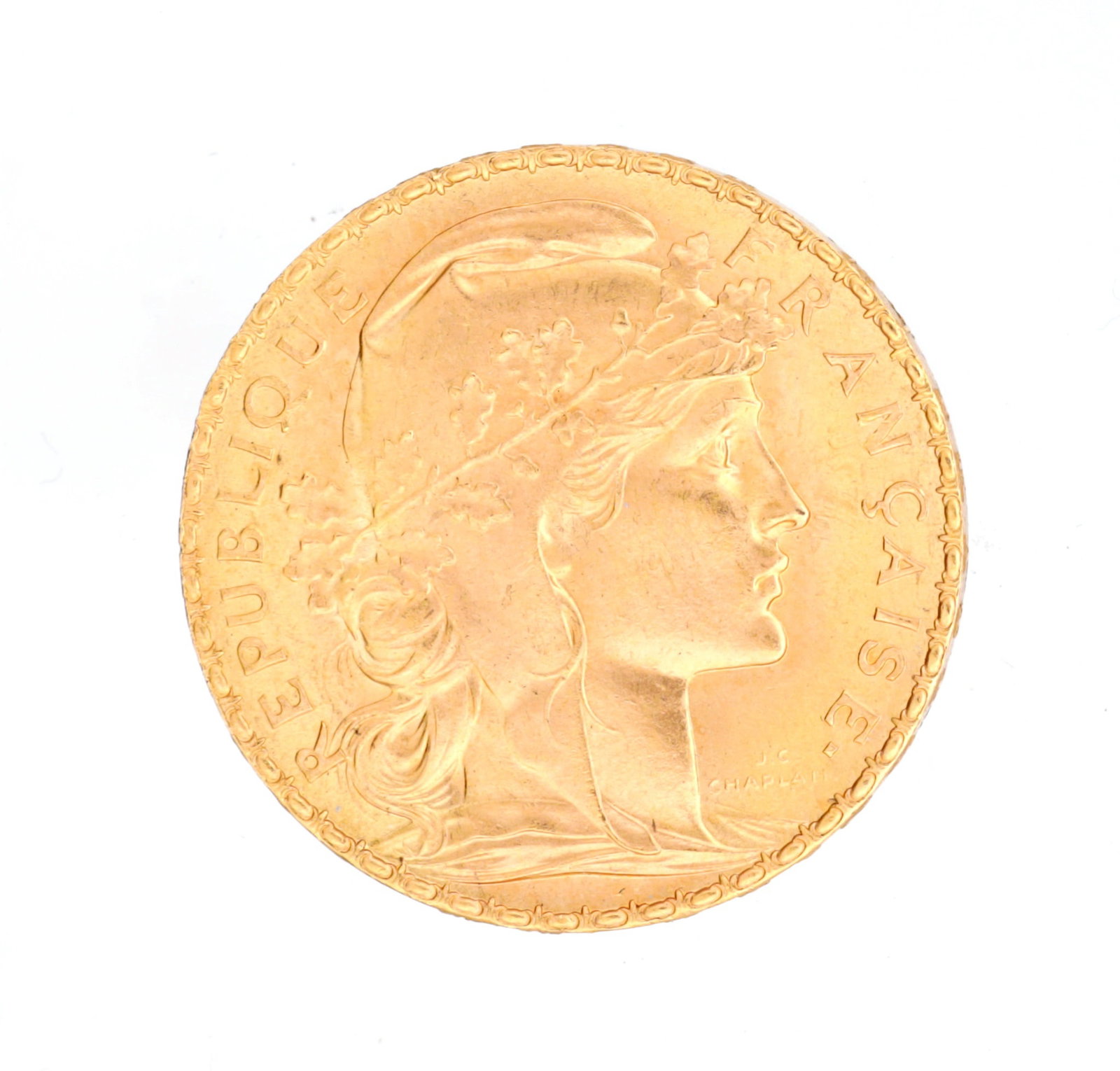 A 1909 FRENCH GOLD 20 FRANCS COIN (1 of 2)
