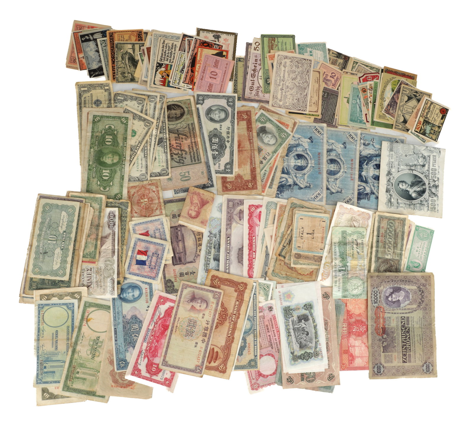 A COLLECTION OF WORLD BANKNOTES AND EMERGENCY ISSUE NOTES (1 of 14)