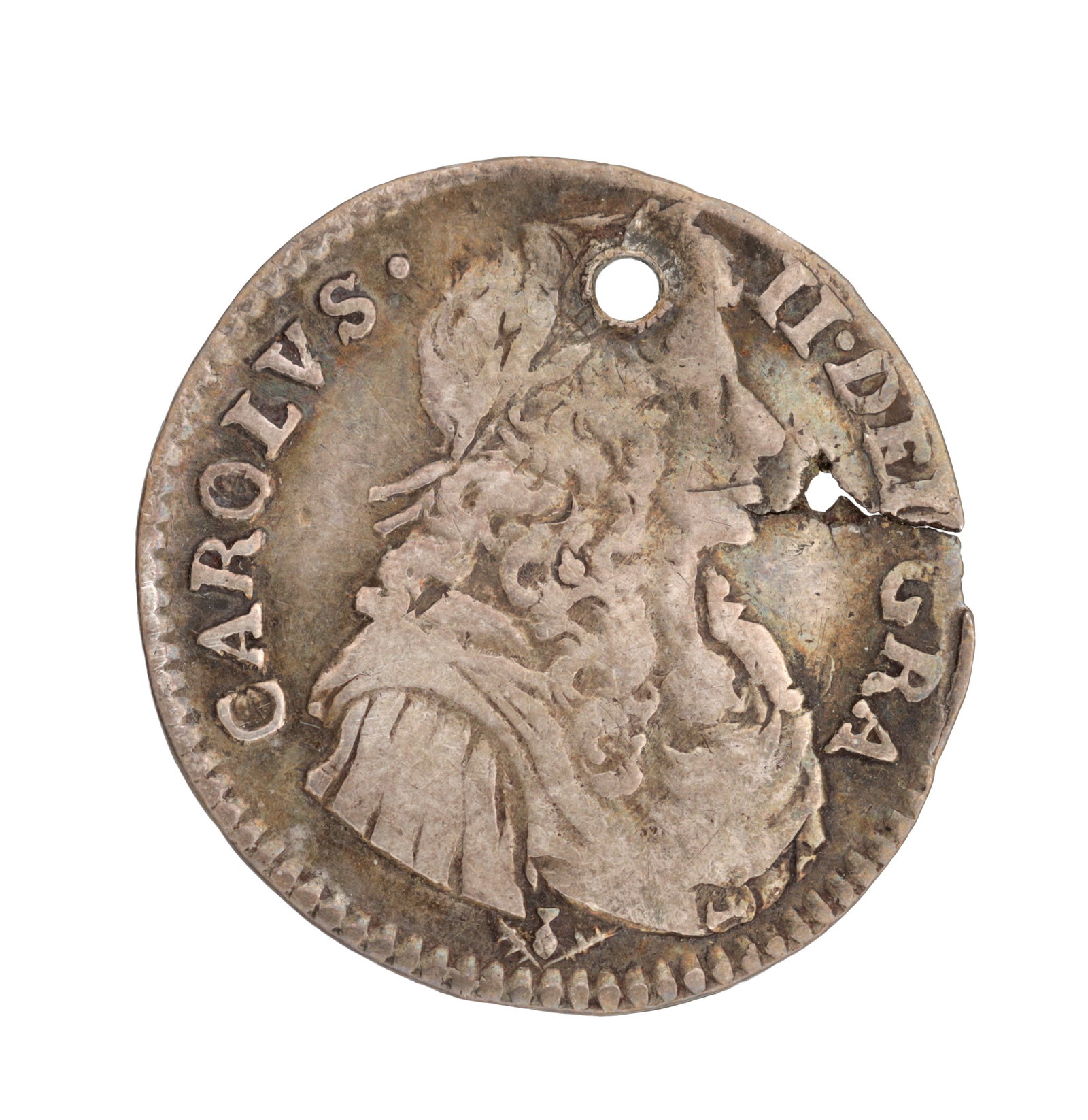 A 1669 SCOTTISH CHARLES II SILVER HALF MERK (1 of 2)