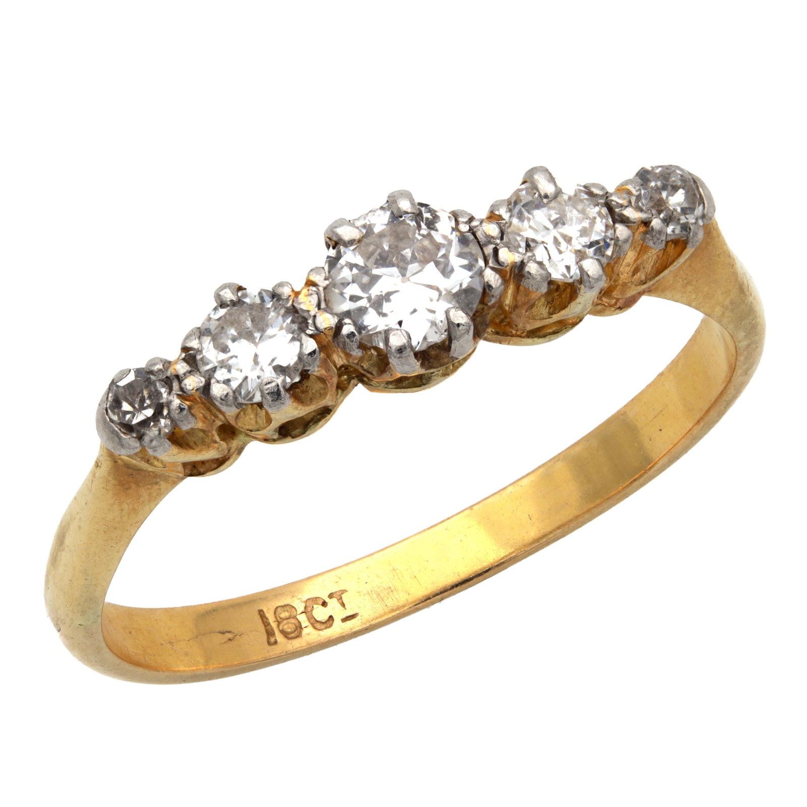 AN 18CT YELLOW GOLD FIVE-STONE DIAMOND RING (1 of 1)