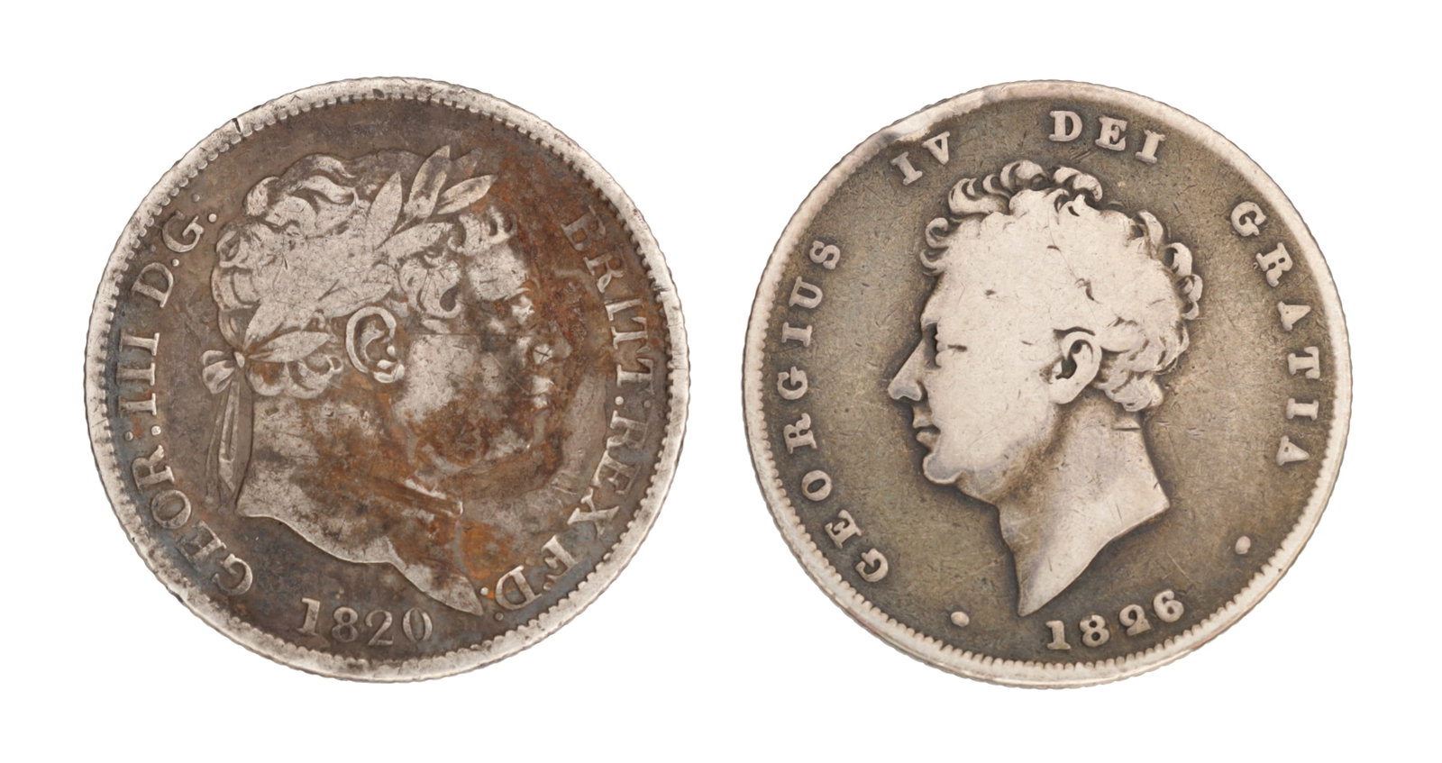TWO EARLY 19TH CENTURY ENGLISH SILVER COINS (1 of 2)