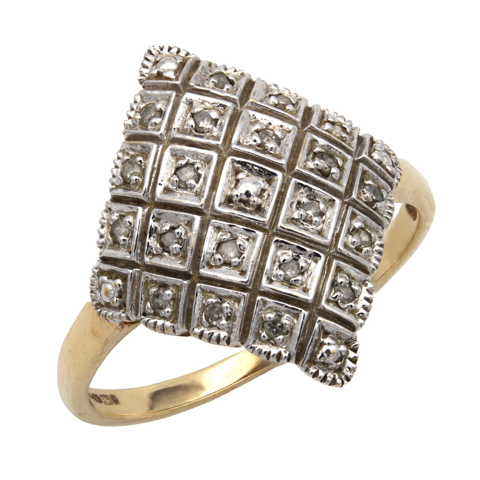 AN ART DECO STYLE 9CT YELLOW GOLD AND DIAMOND PANEL RING (1 of 1)