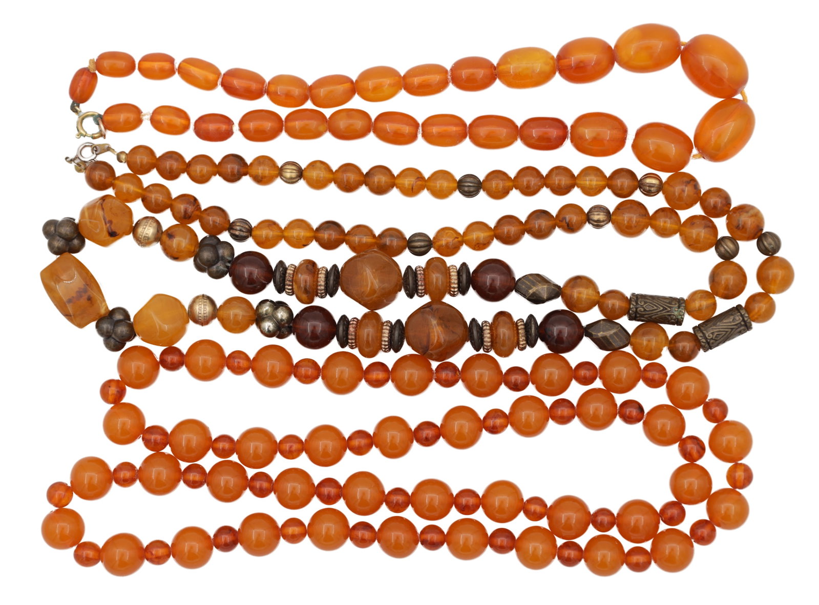 A COLLECTION OF THREE AMBER BEAD NECKLACES (1 of 6)