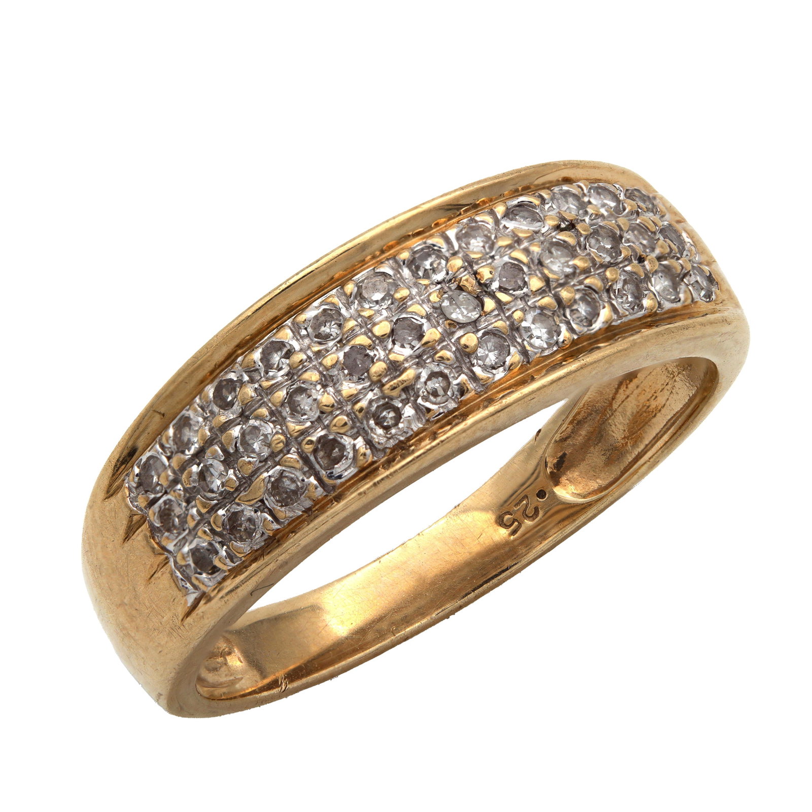A 9CT YELLOW GOLD DIAMOND HALF HOOP RING (1 of 2)