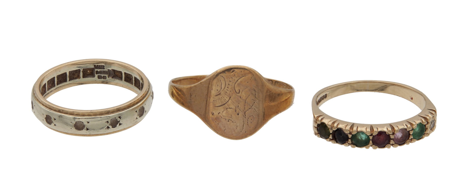 A COLLECTION OF THREE 9CT GOLD RINGS (1 of 1)