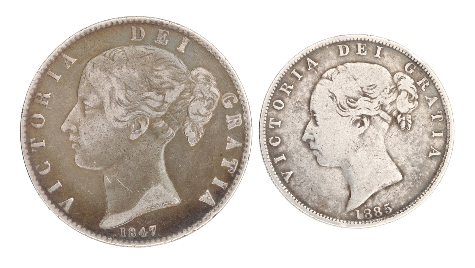 TWO VICTORIAN ENGLISH SILVER COINS (1 of 2)