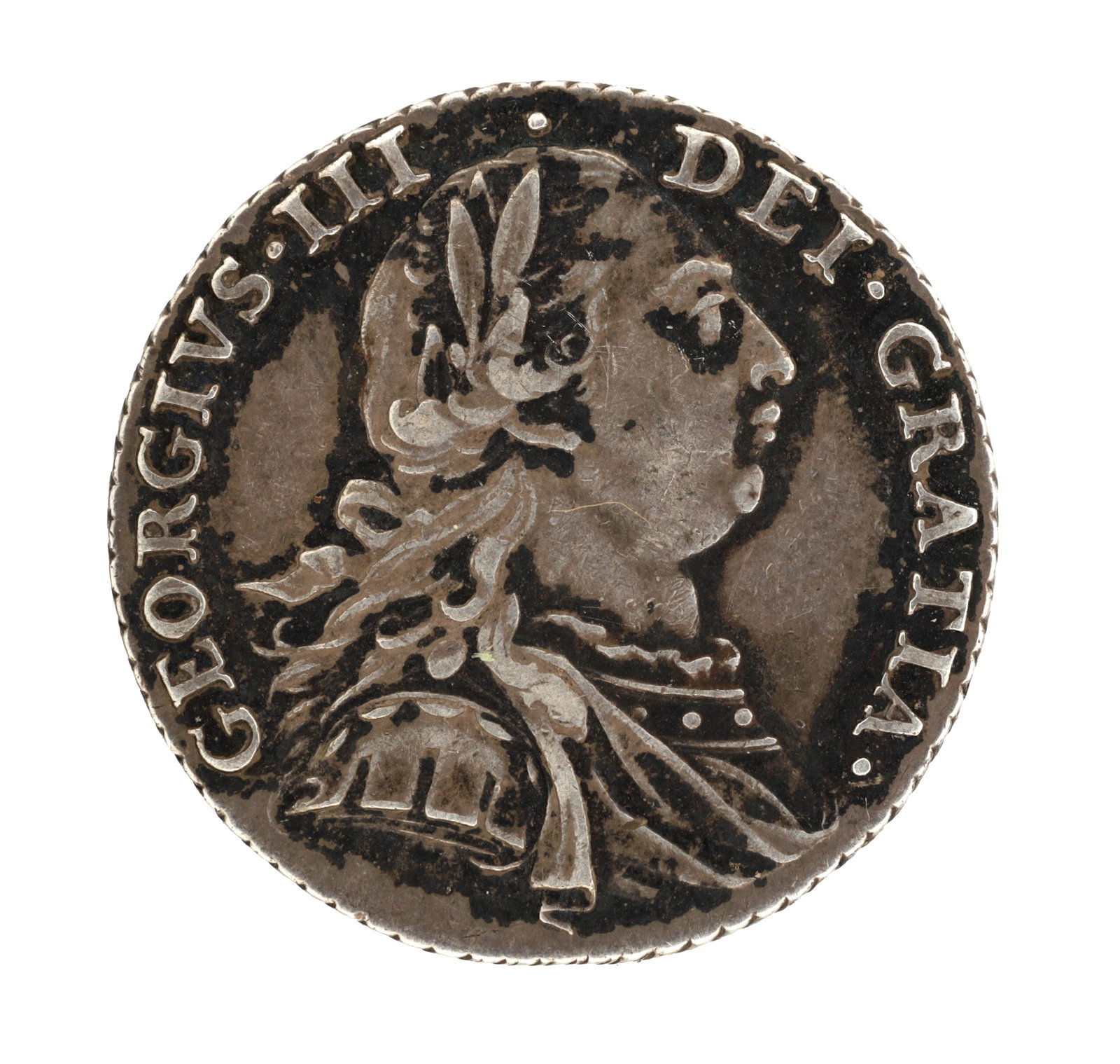 A 1787 GEORGE III SILVER SHILLING (1 of 2)