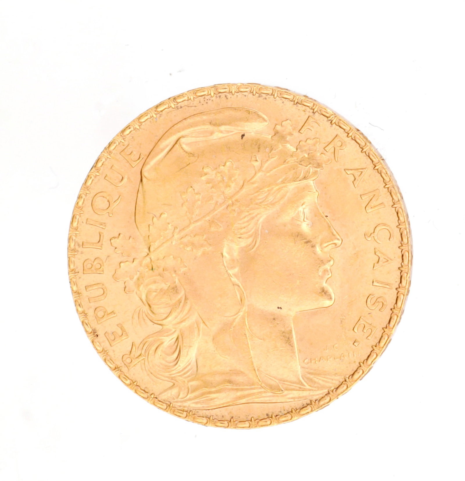 A 1912 FRENCH 20 FRANCS GOLD COIN (1 of 2)