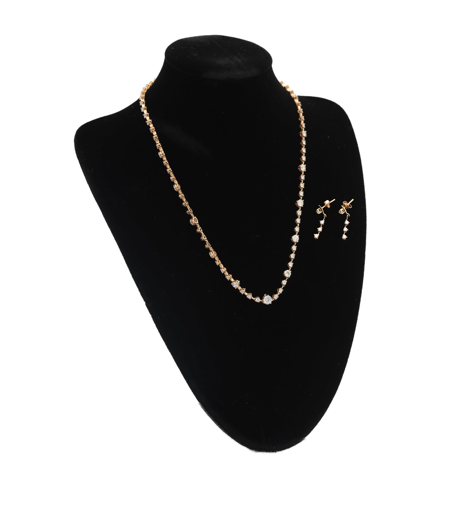 AN 18CT YELLOW GOLD AND DIAMOND NECKLACE AND EARRING SET (1 of 7)