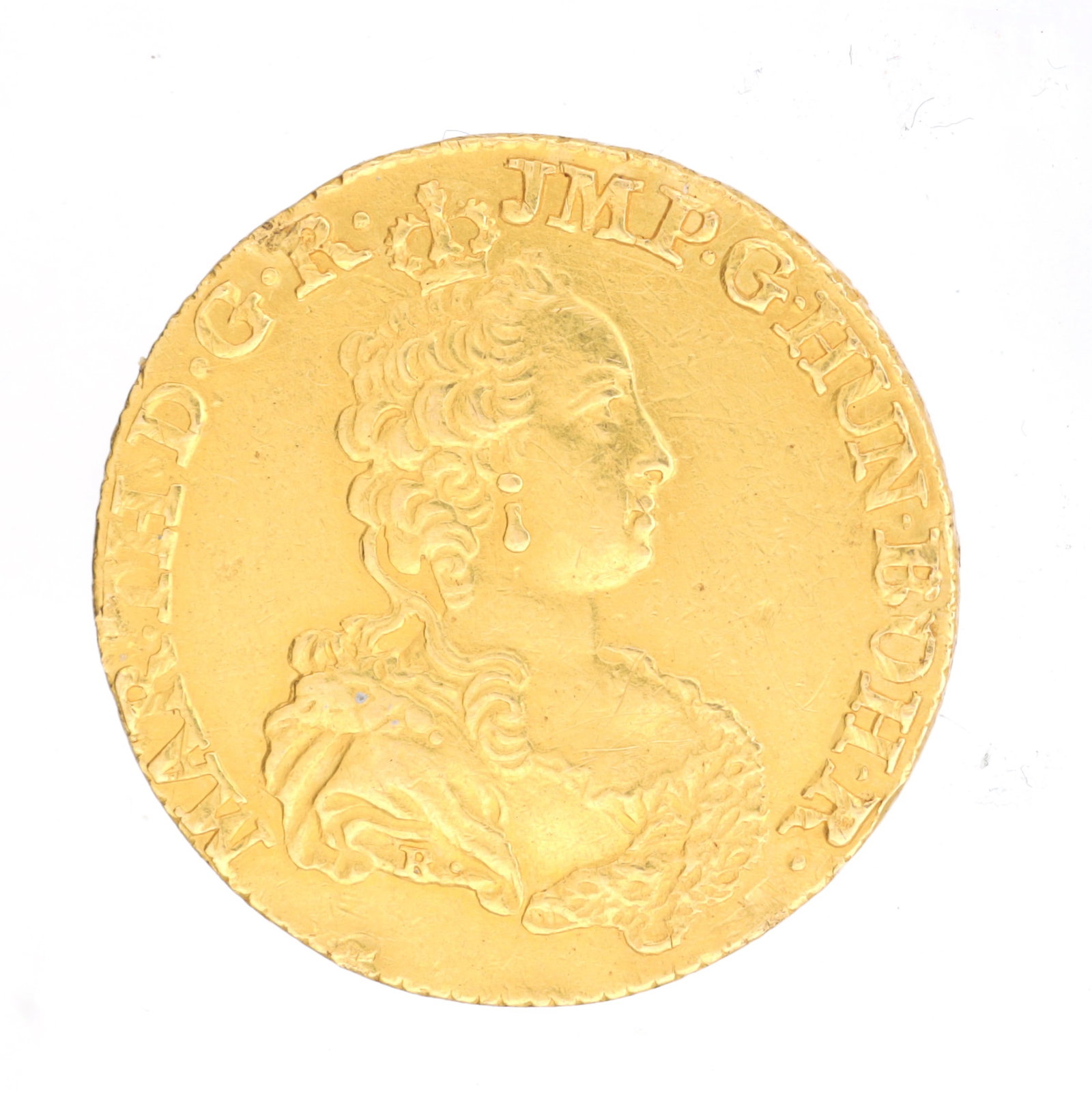 A 1750 AUSTRIAN GOLD MARIA THERESIA COIN (1 of 2)