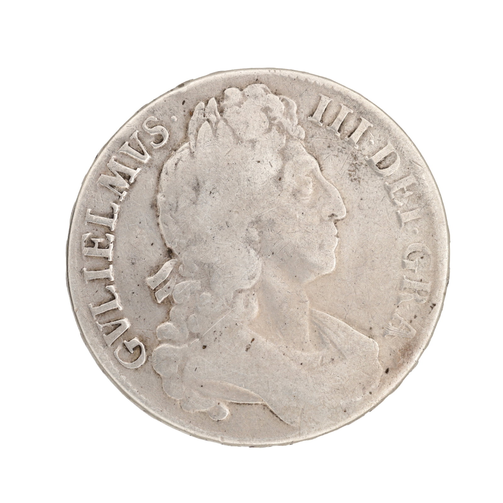 A WILLIAM III (1694-1702) ENGLISH SILVER CROWN (1 of 2)