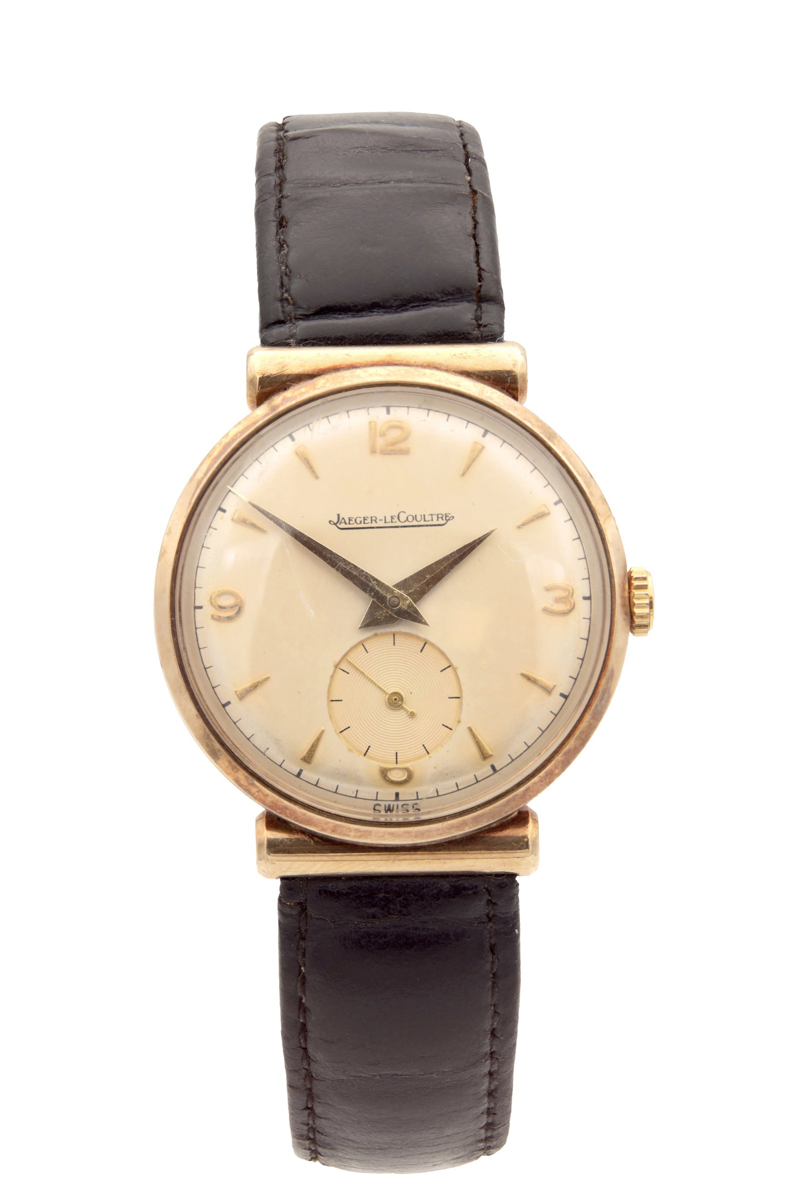 A 1950S GENTLEMAN'S 9CT GOLD JAEGER-LECOULTRE WRIST WATCH WITH CYLINDRICAL LUGS (1 of 4)