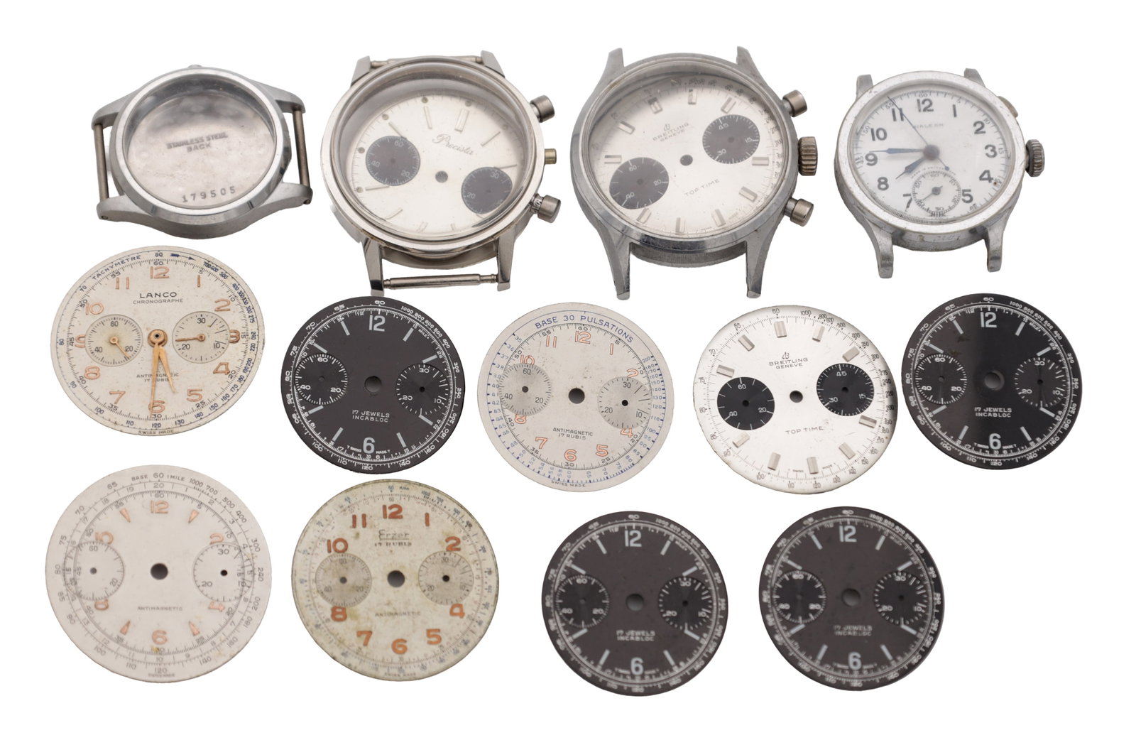 A COLLECTION OF MID 20TH CENTURY SWISS CHRONOGRAPH WATCH DIALS AND PARTS (1 of 5)