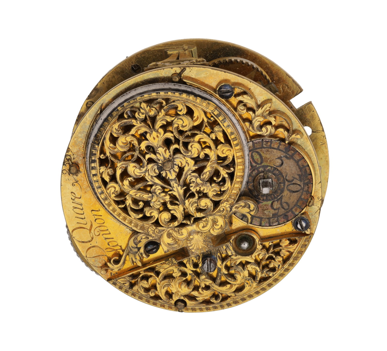 DANIEL QUARE, LONDON. AN ENGLISH VERGE FUSEE POCKET WATCH MOVEMENT (1 of 2)