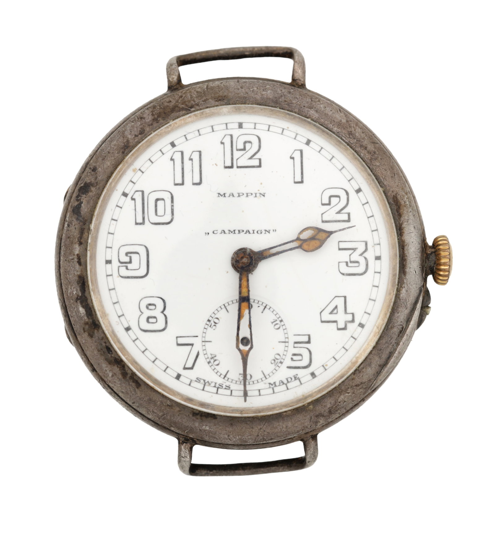 A LONGINES SILVER CASED OFFICERS WATCH WITH MAPPIN "CAMPAIGN" DIAL (1 of 3)