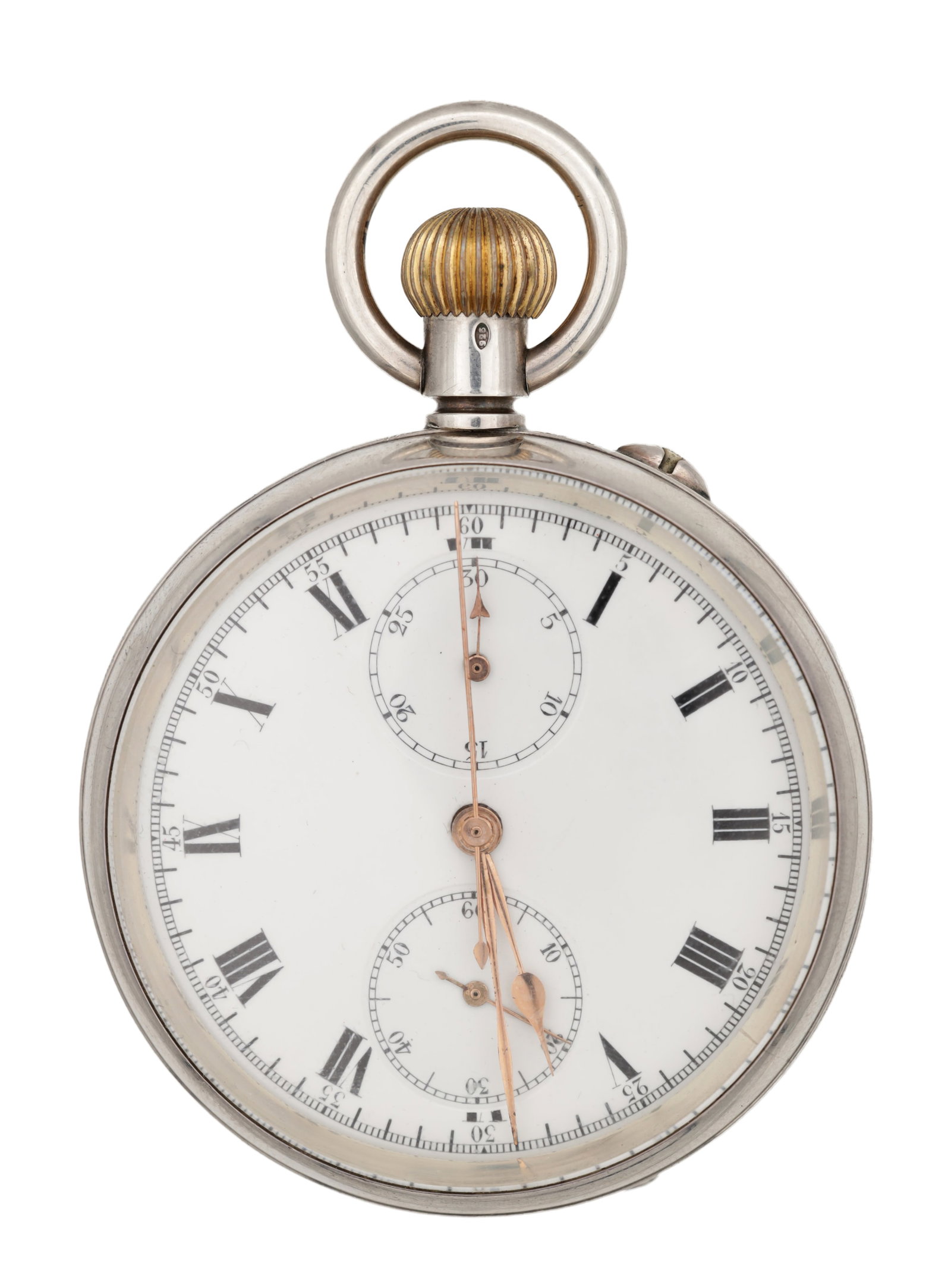 A 1912 SWISS SILVER SPLIT SECONDS CHRONOGRAPH POCKET WATCH (1 of 5)