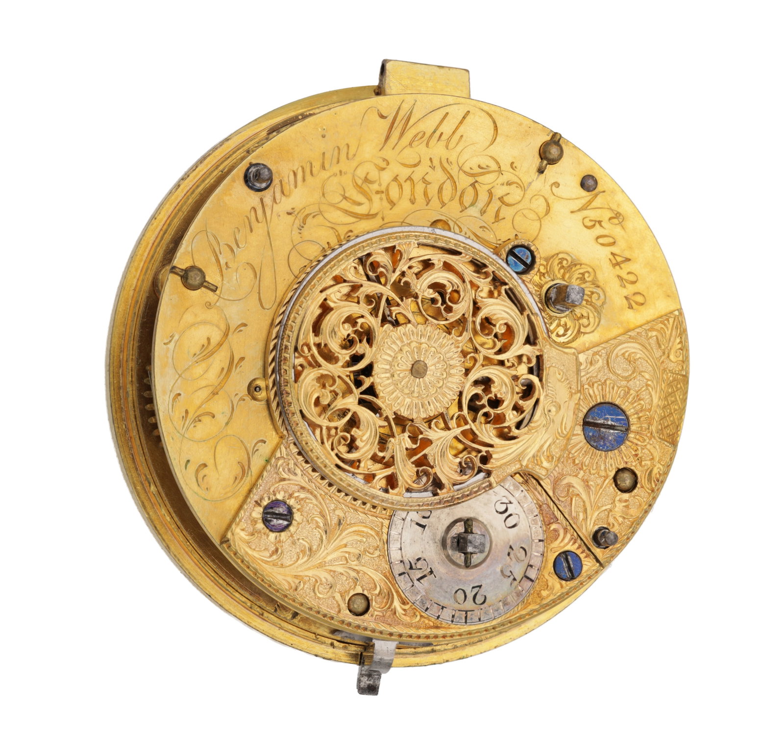 BENJAMIN WEBB, LONDON. AN UNUSUAL MULTI DIAL VERGE POCKET WATCH MOVEMENT (1 of 3)