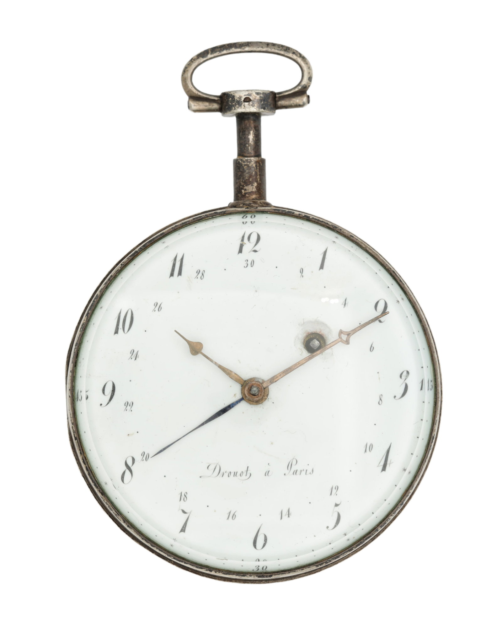 DROUOT A PARIS. A LATE 18TH CENTURY FRENCH SILVER OPEN FACED VERGE POCKET WATCH WITH CONCENTRIC (1 of 4)