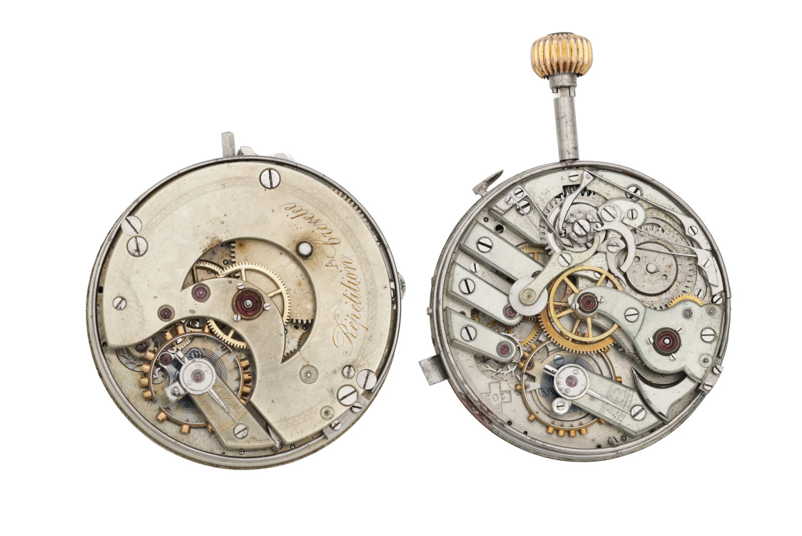 TWO SWISS REPEATER POCKET WATCH MOVEMENTS (1 of 2)