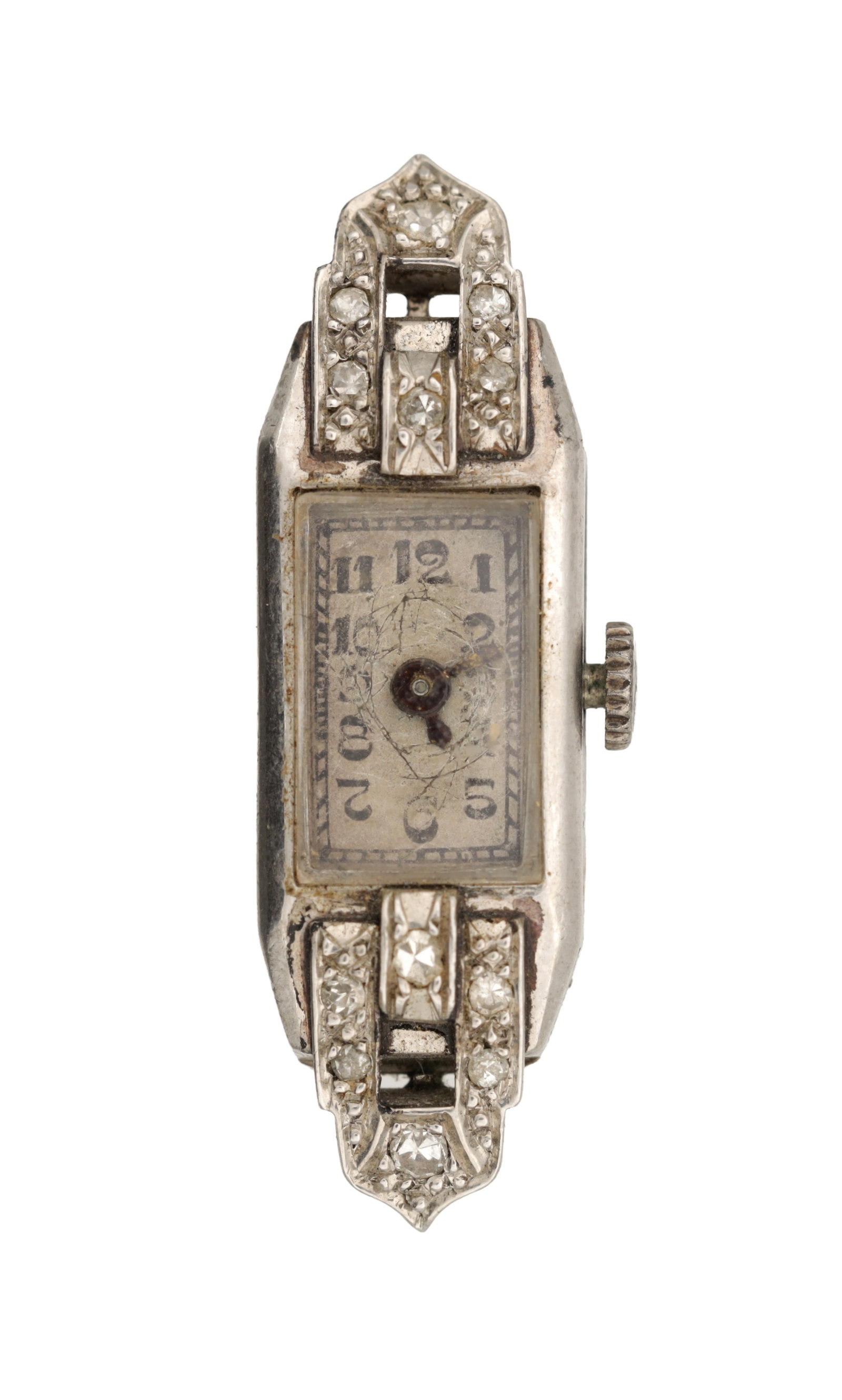 AN ART DECO FRENCH PLATINUM AND DIAMOND SET LADIES WRIST WATCH (1 of 2)