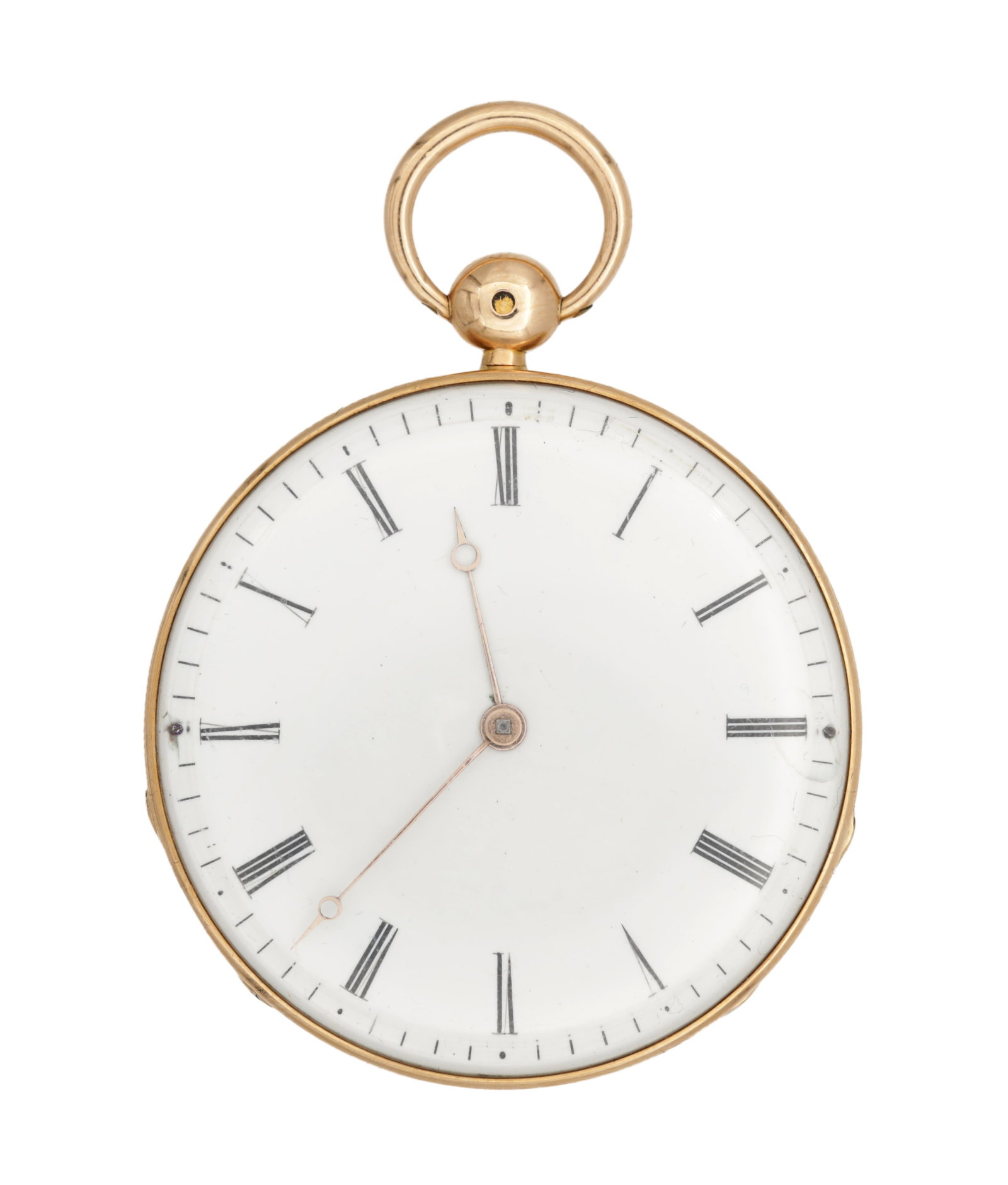 INGOLD, PALAIS ROYAL 117, ELEVE DE BREGUET. A 15CT GOLD OPEN FACED POCKET WATCH NO.726: EINGOLD, PALAIS ROYAL 117, ELEVE DE BREGUET A 15ct gold open-faced pocket watch No. 726, having a white enamel dial with Roman numerals and outer minute track, gold hands and engine-turned case, detac