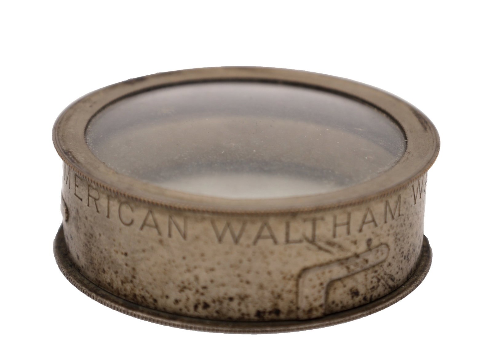 A LATE 19TH CENTURY AMERICAN WALTHAM WATCH CO. NICKEL SALESMAN'S EXHIBITION WATCH MOVEMENT CASE (1 of 5)