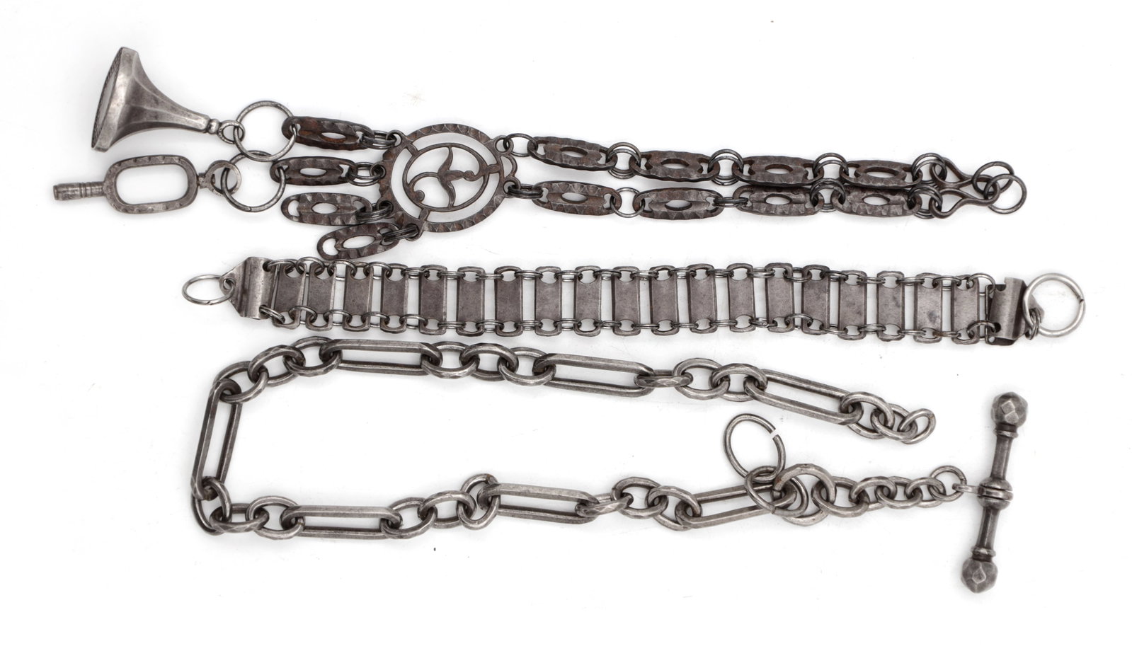 THREE 18TH CENTURY CUT STEEL WATCH CHAINS (1 of 6)