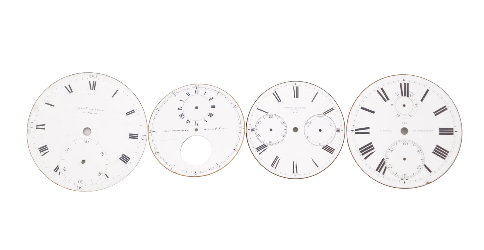 FOUR ENAMEL CHRONOMETER POCKET WATCH DIALS (1 of 2)