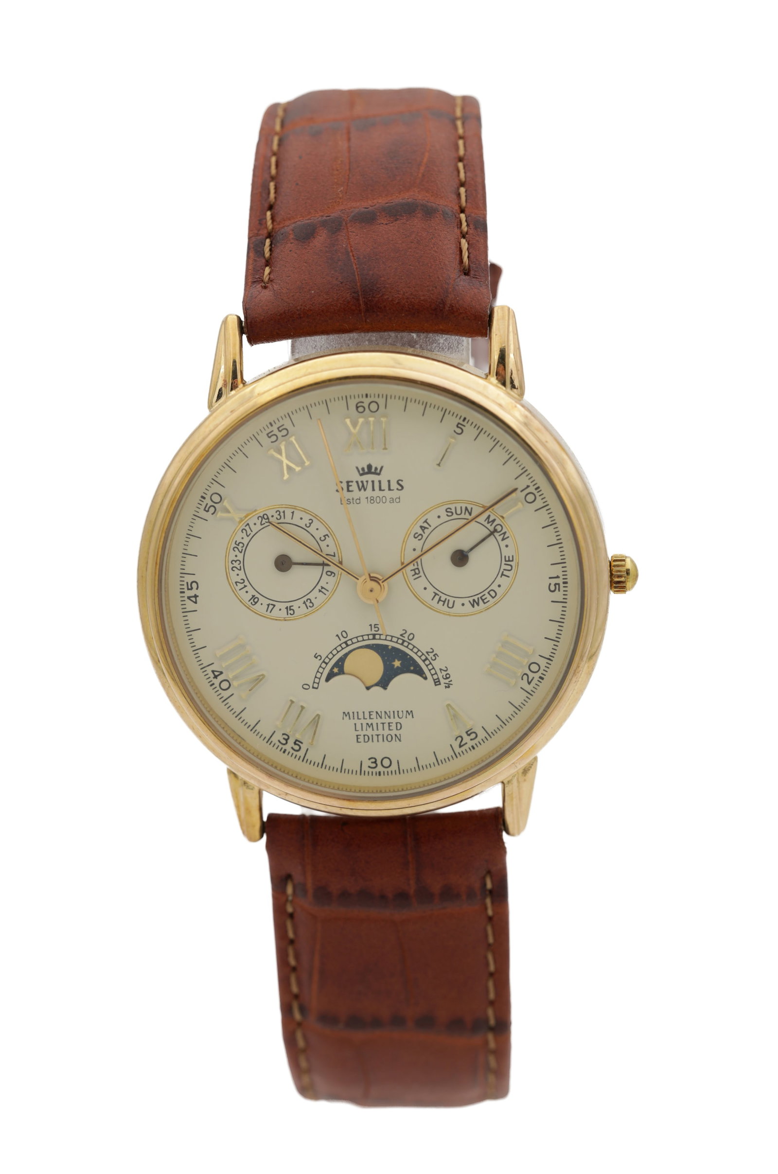 A GENTLEMAN'S 9CT GOLD SEWILLS MILLENNIUM LIMITED EDITION WRIST WATCH (1 of 6)