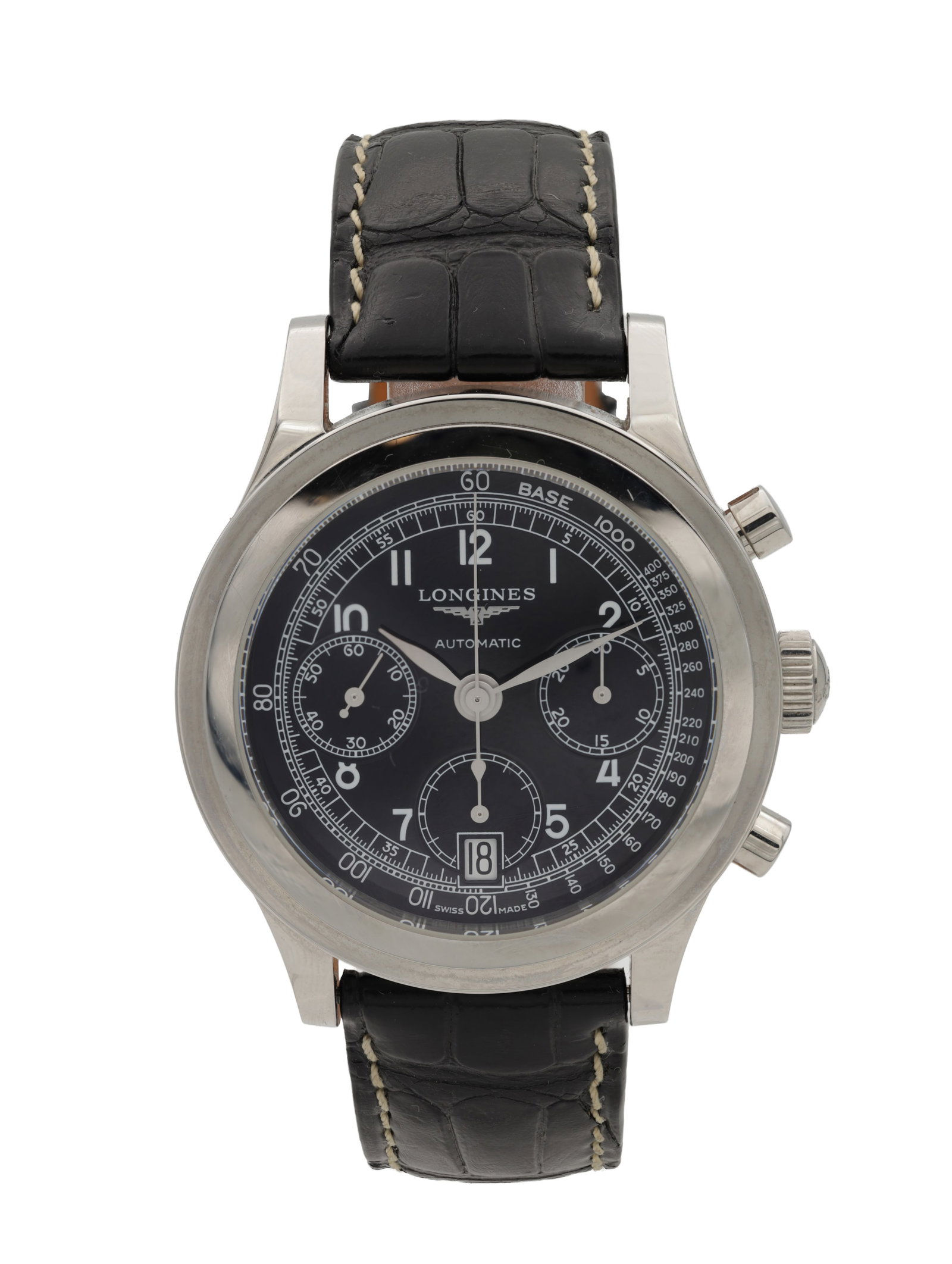 A LONGINES HERITAGE STAINLESS STEEL AUTOMATIC CHRONOGRAPH WRISTWATCH (1 of 10)