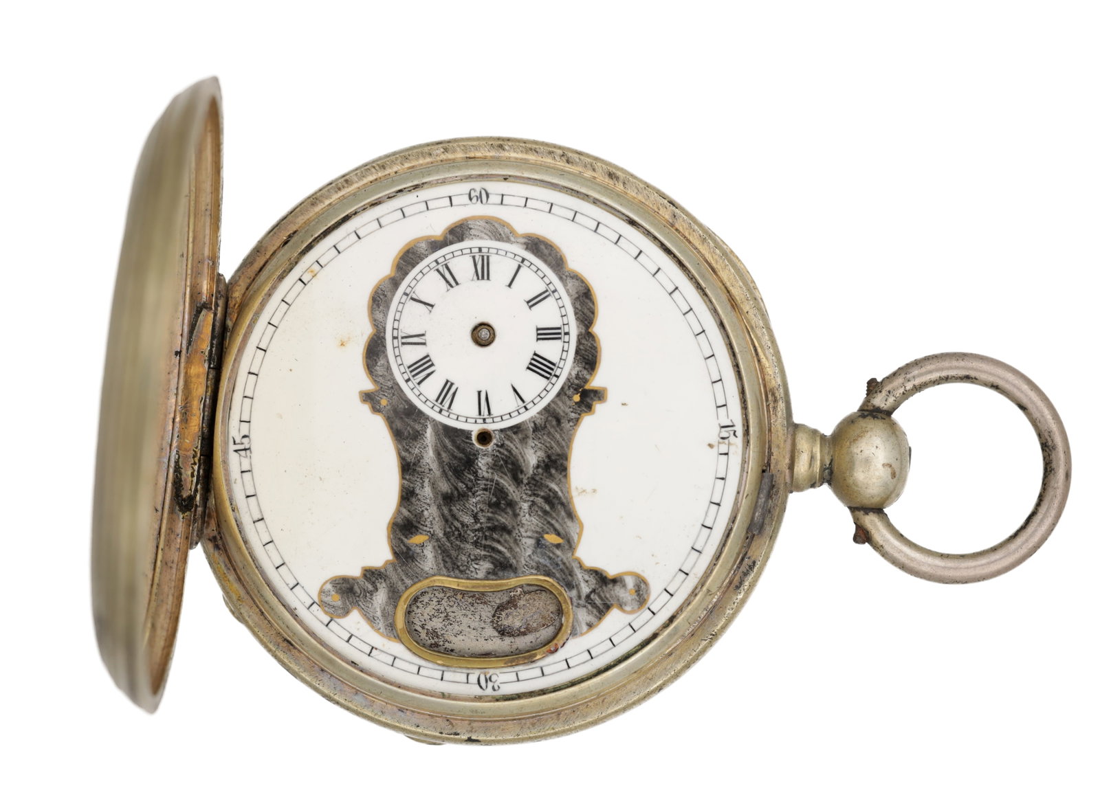 A LATE 19TH CENTURY SWISS REGULATOR DIAL MOCK PENDULUM HUNTER POCKET WATCH (1 of 5)