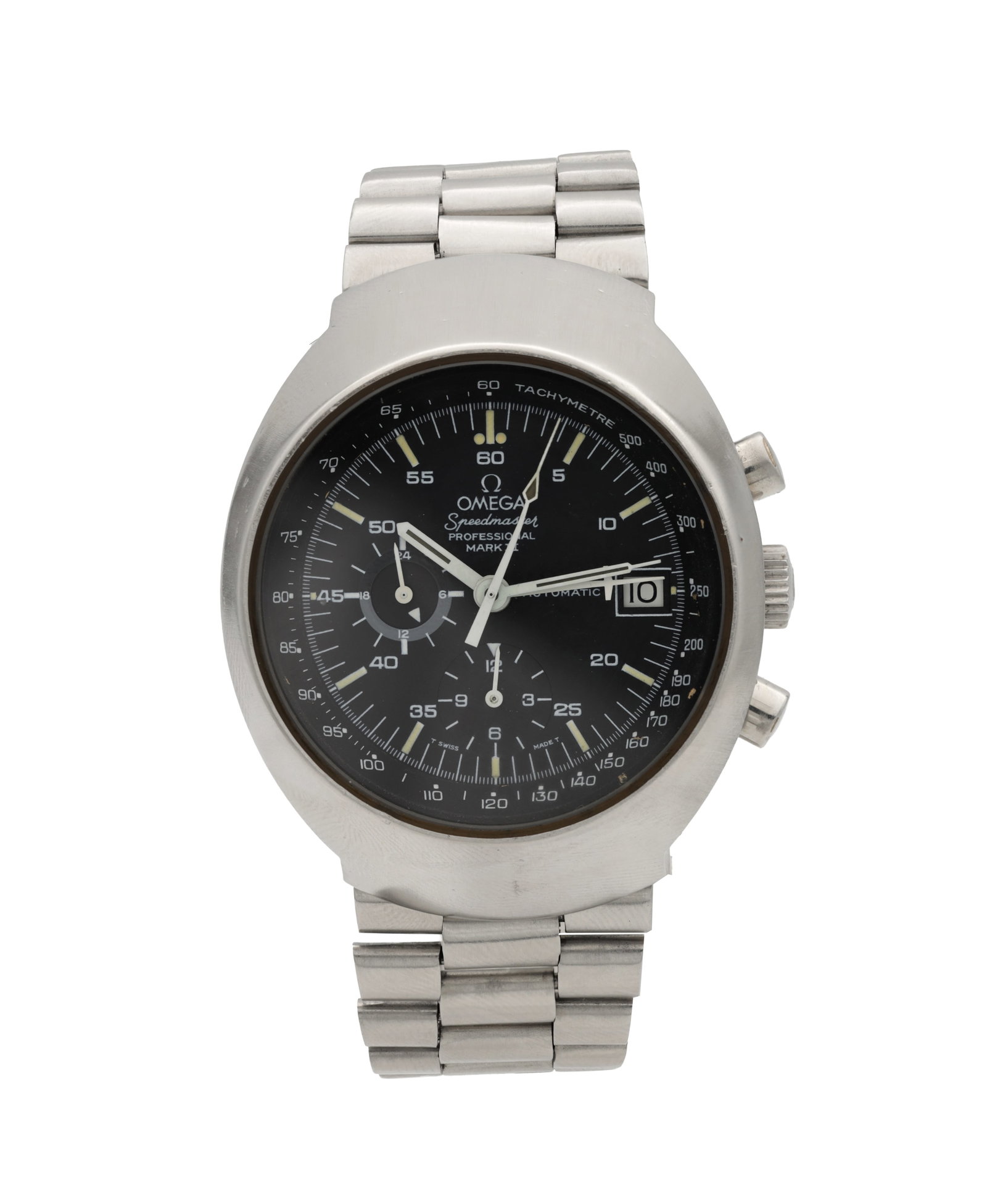 A 1970S STEEL OMEGA SPEEDMASTER PROFESSIONAL MARK IV AUTOMATIC CHRONOGRAPH WRIST WATCH (1 of 10)