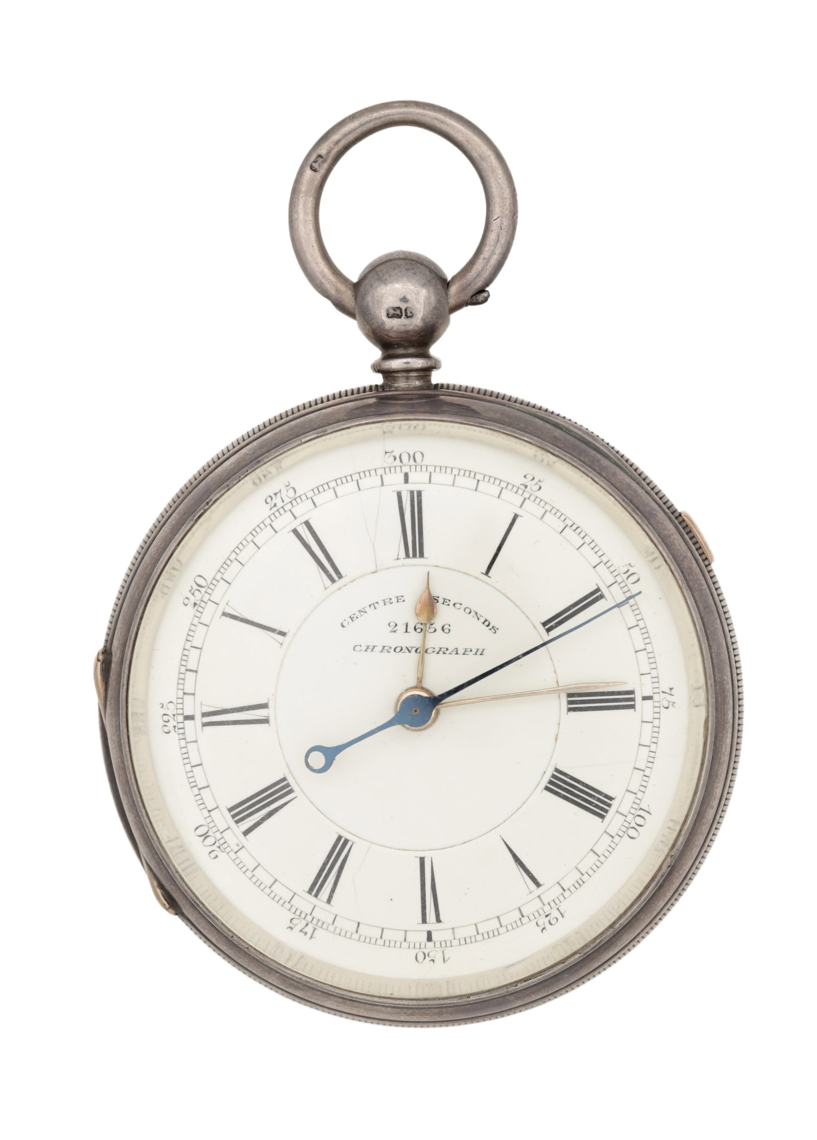 A LATE 19TH CENTURY ENGLISH SILVER LEVER CENTRE SECONDS CHRONOGRAPH POCKET WATCH (1 of 5)