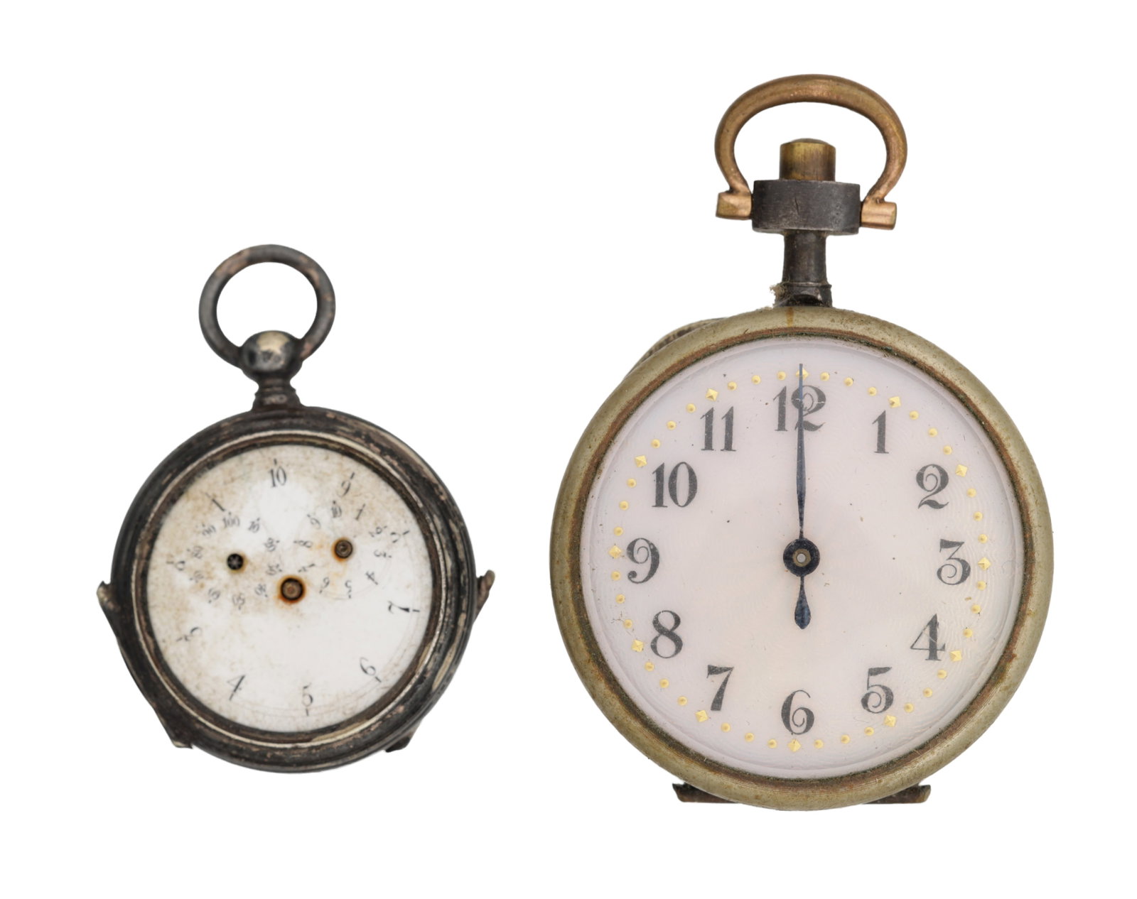 TWO METAL PEDEMETERS IN POCKET WATCH FORM (1 of 2)