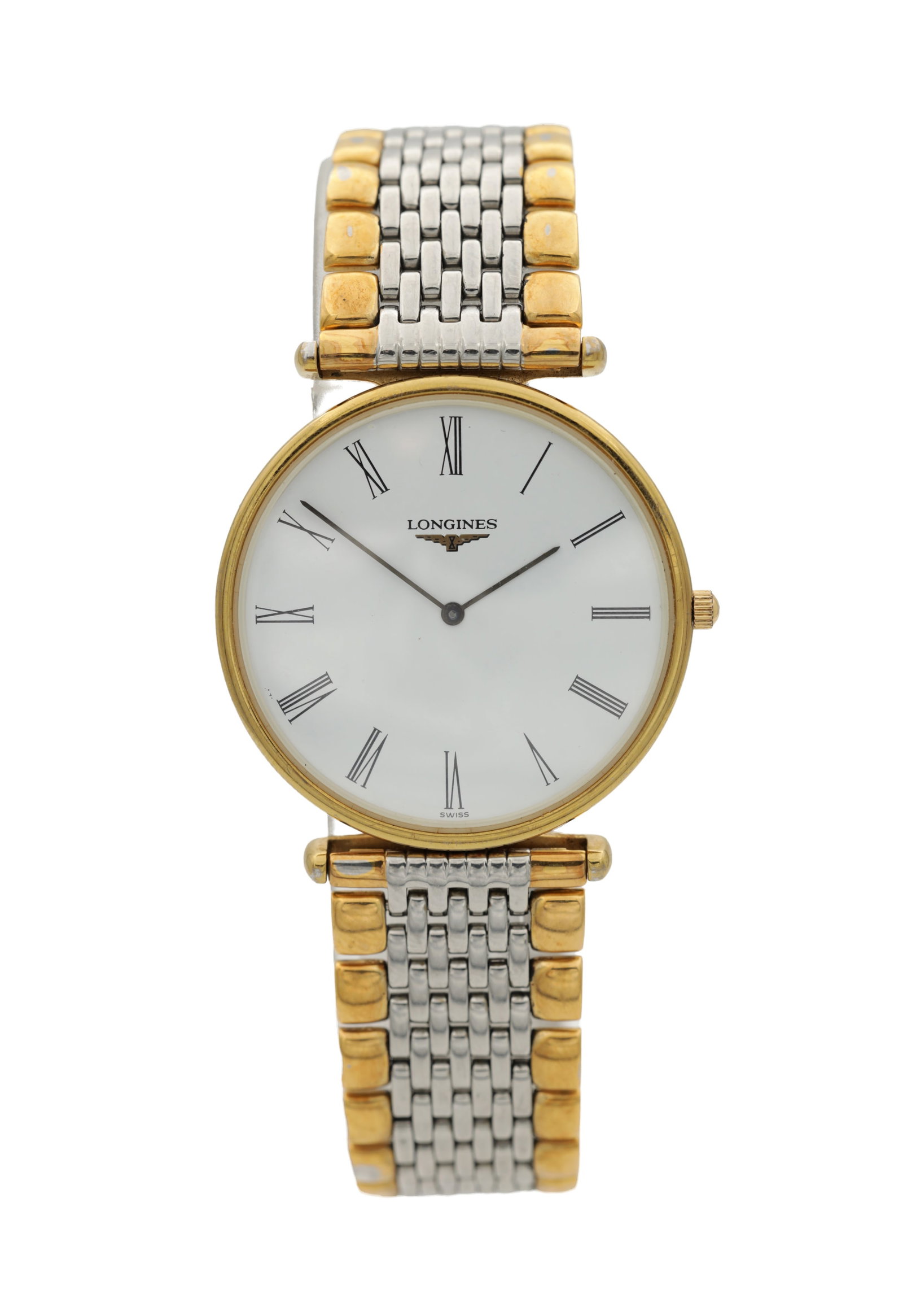 A GENTLEMAN'S LONGINES LA GRANDE CLASSIQUE STEEL AND GOLD PLATED QUARTZ WRIST WATCH (1 of 5)