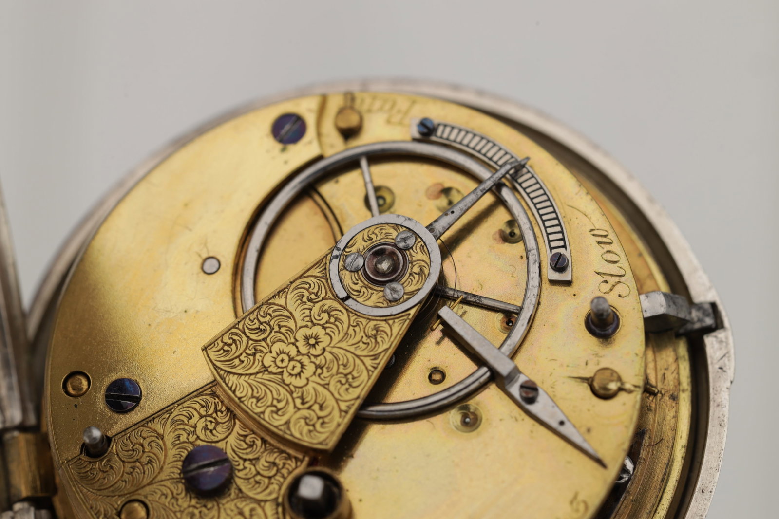 A SILVER OPEN FACE POCKET WATCH - 2