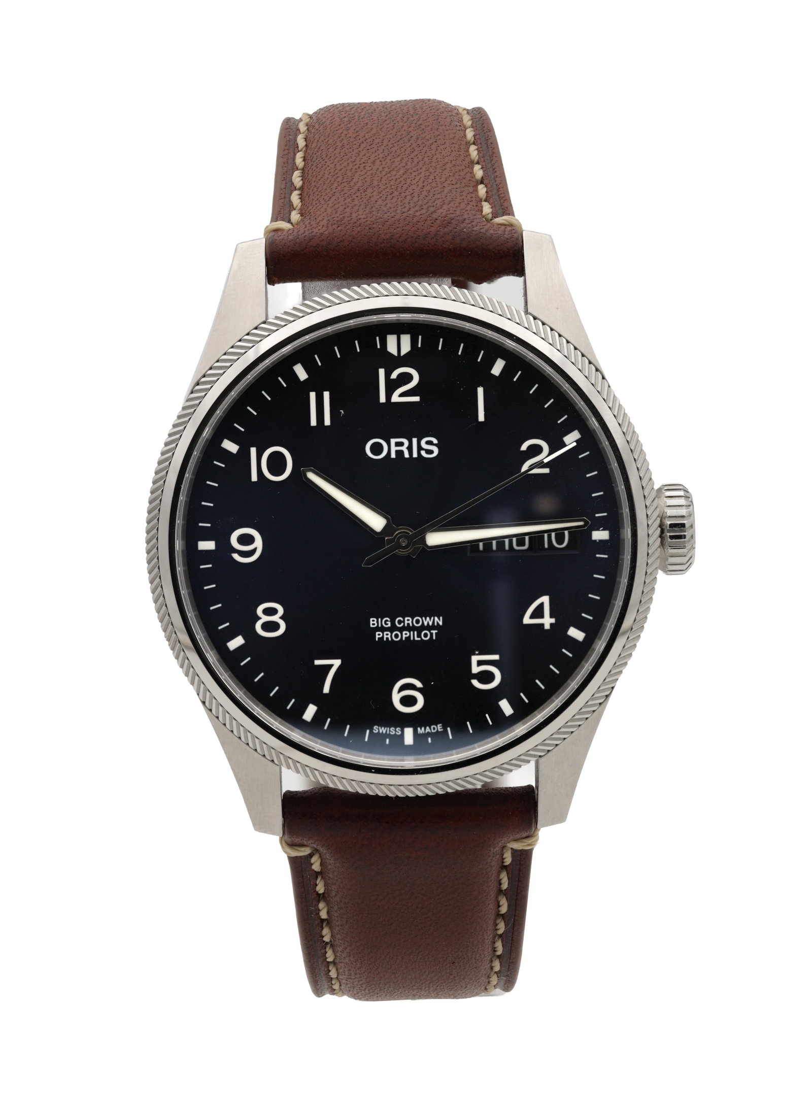 A GENTLEMAN'S STAINLESS STEEL ORIS BIG CROWN PROPILOT DAY-DATE WRIST WATCH (1 of 10)