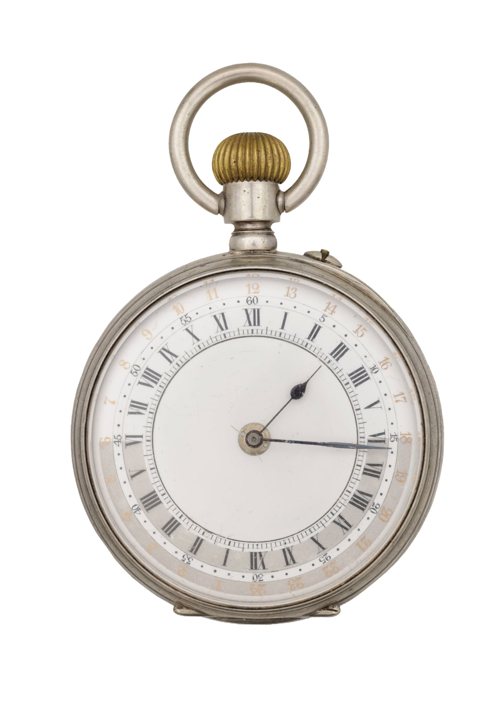 J.L. & A. BEGUELIN, TRAMELAN. AN UNUSUAL "SPHEROMETER" WORLD TIME POCKET WATCH: J.L. & A. BEGUELIN, TRAMELAN. AN UNUSUAL "SPHEROMETER" WORLD TIME POCKET WATCH of world-time type with a 24-hour register and rotating central discs to both sides, the dial originally with
