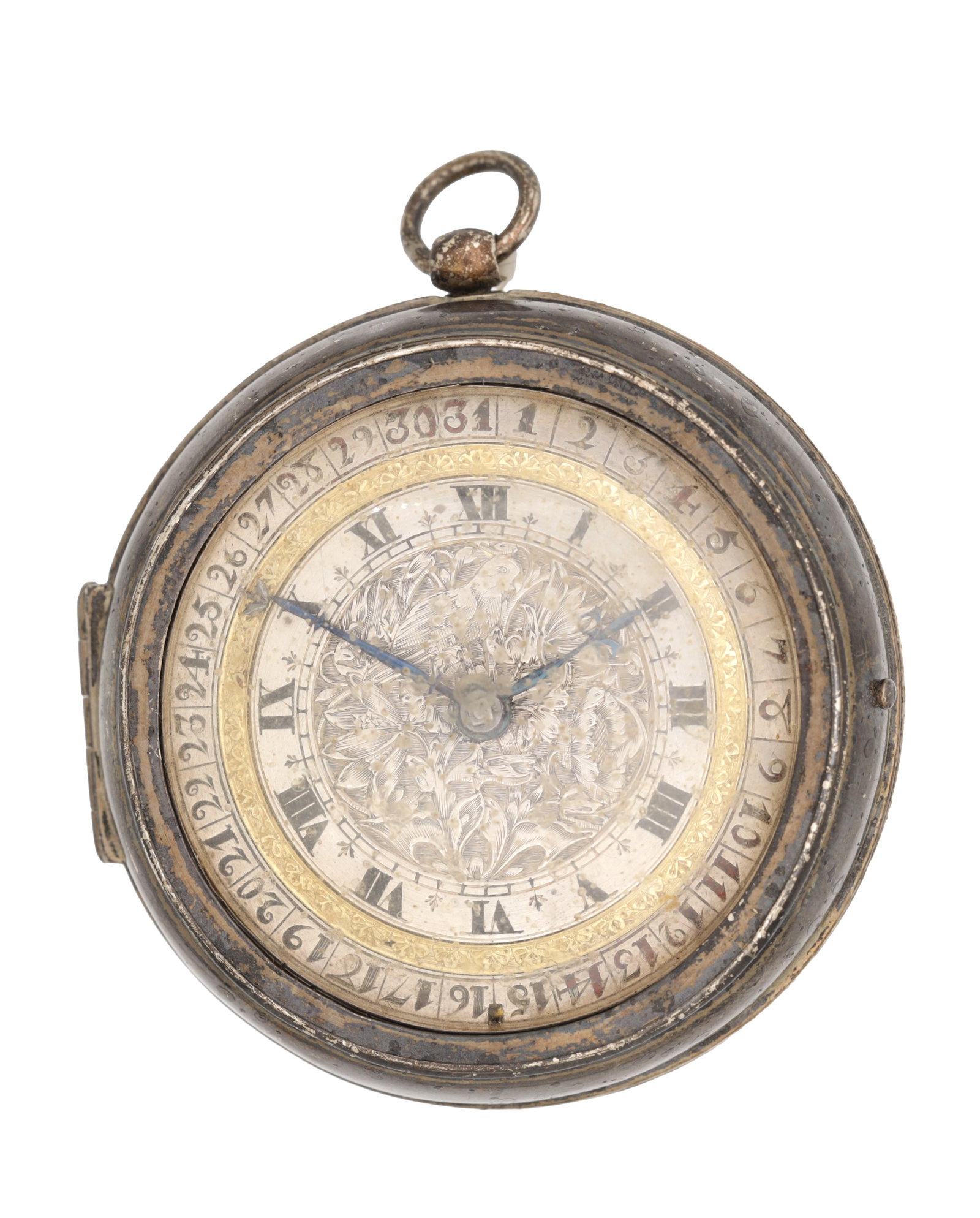 A 17TH CENTURY PAIR CASED POCKET WATCH CASE AND DIAL WITH LATER BESPOKE FUSEE MOVEMENT BY THOMAS: A 17TH CENTURY PAIR CASED POCKET WATCH CASE AND DIAL WITH LATER BESPOKE FUSEE MOVEMENT BY THOMAS EARNSHAW, LONDON with pierced silver and original silvered and gilt fronting a chain driven fusee movem